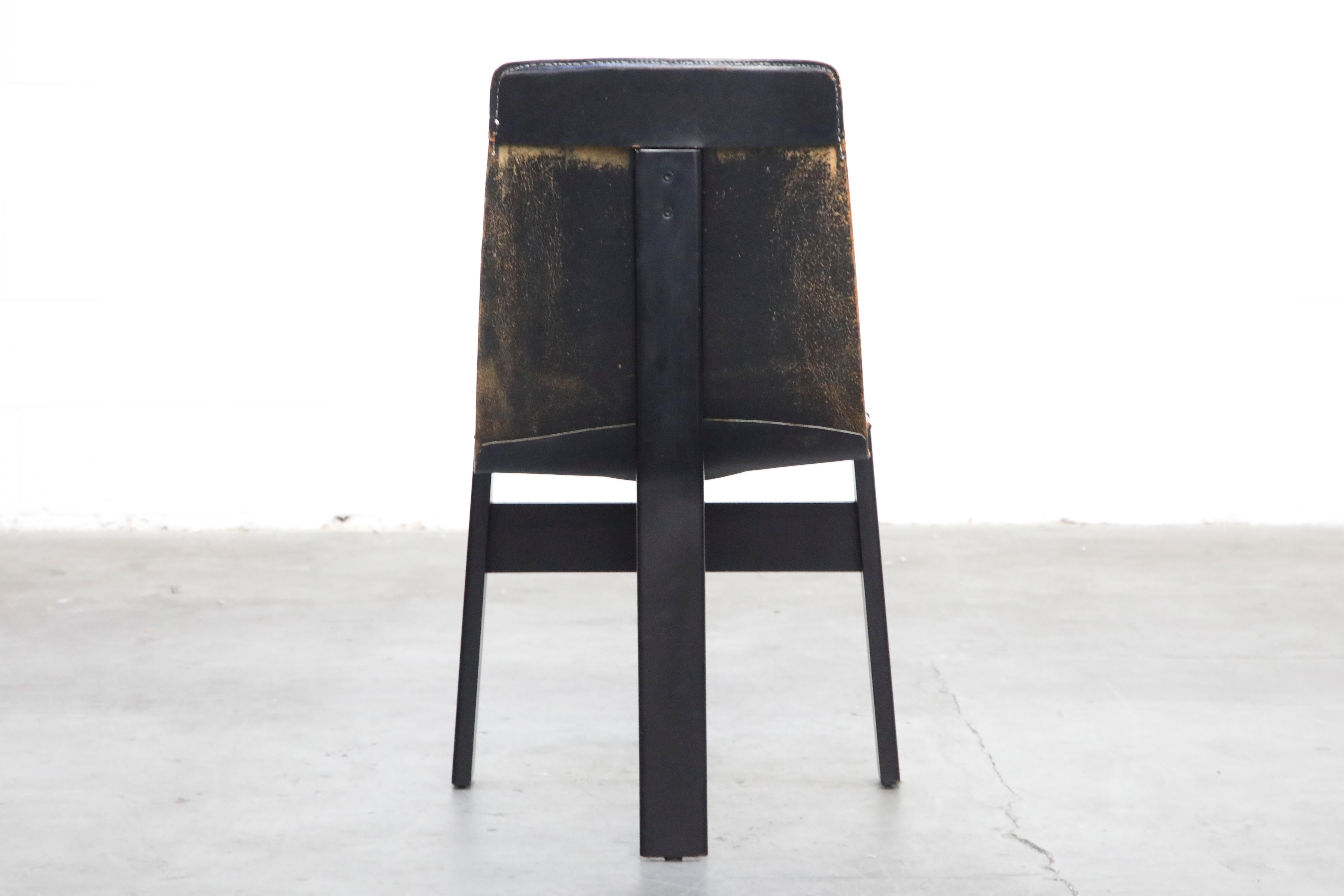 Angelo Mangiarotti for Skipper 'Tre 3' Dining Leather Sling Chairs, circa 1978 2