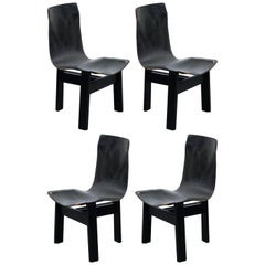 Angelo Mangiarotti für Skipper 'Tre 3' Dining Sling Chairs aus Leder:: um 1978