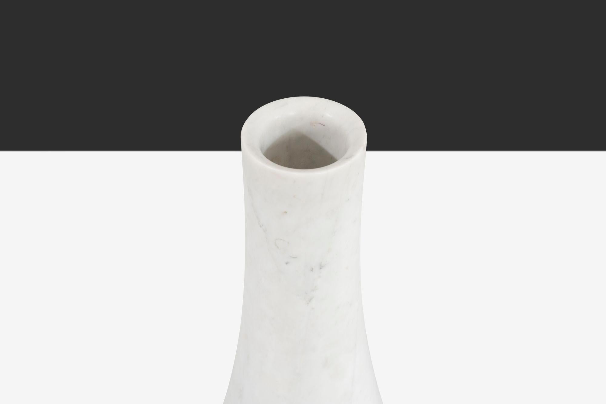 Italian Angelo Mangiarotti for Skipper Vase in Carrara Marble For Sale