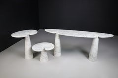 Angelo Mangiarotti for Skipper White Carrara Marble "Eros" Consoles, Italy 1970s