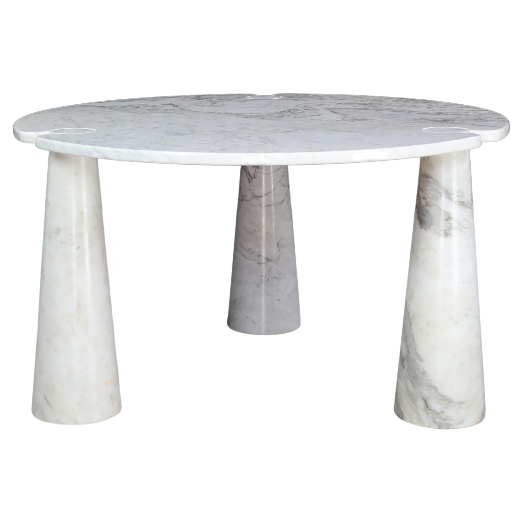 Angelo Mangiarotti for Skipper Table centrale ronde "Eros" en marbre de Carrare blanc 