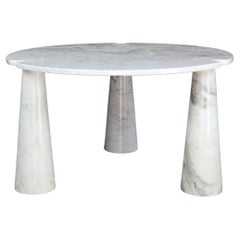Vintage Angelo Mangiarotti for Skipper White Carrara Marble "Eros" Round Center Table 