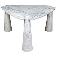 Angelo Mangiarotti for Skipper White Carrara Marble Eros Triangle Center Table 