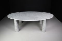 Angelo Mangiarotti pour Skipper Table de salle à manger "Eros" en marbre de Carrare blanc 1970