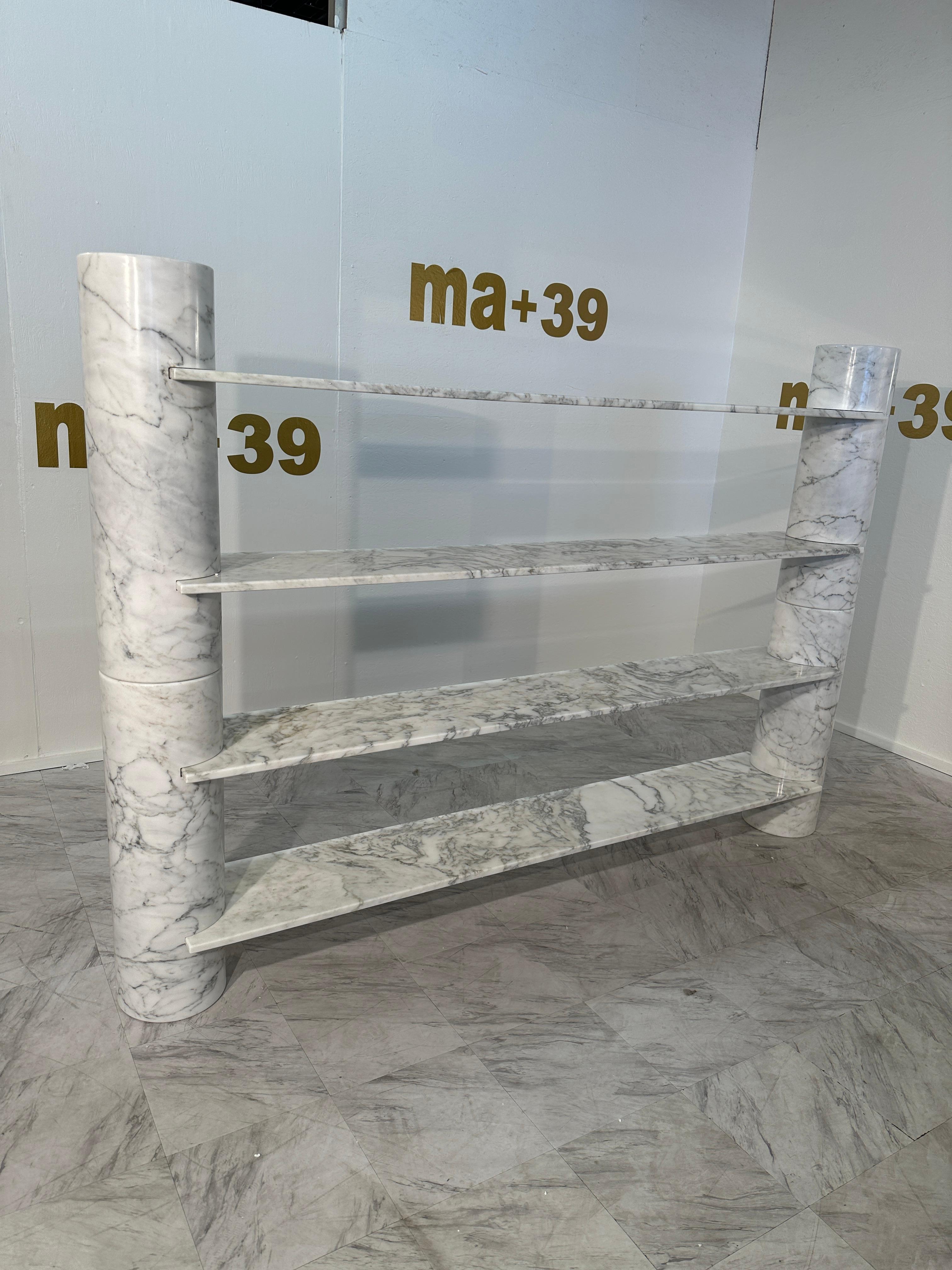 Mid-Century Modern Angelo Mangiarotti for Skipper White Carrara Marble 'Loico' Bookcase, 1970s  For Sale