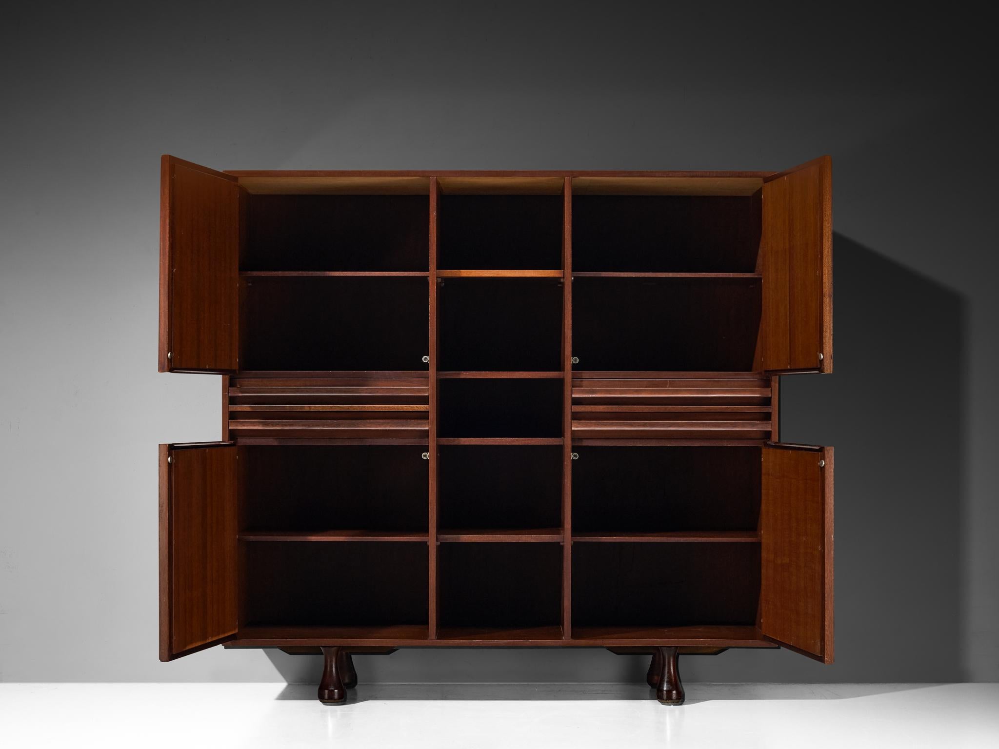 Armoire Angelo Mangiarotti pour Sorgente dei Mobili en acajou et toile de gazon en vente 4