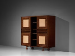 Angelo Mangiarotti for Sorgente dei Mobili Cabinet in Mahogany & Grasscloth