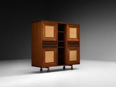 Angelo Mangiarotti for Sorgente dei Mobili Cabinet in Mahogany & Grasscloth