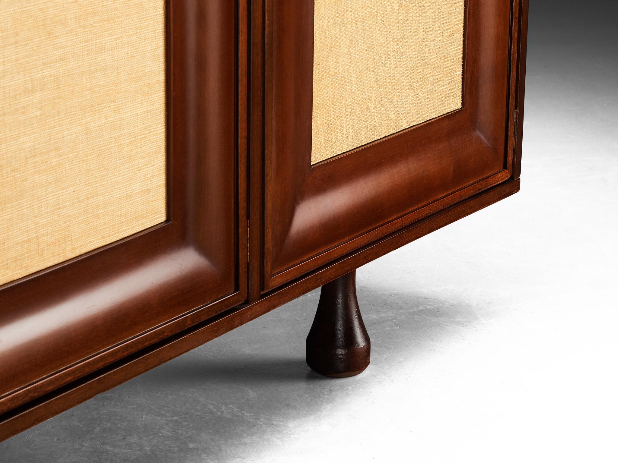 Angelo Mangiarotti for Sorgente dei Mobili Sideboard in Mahogany Grasscloth 4