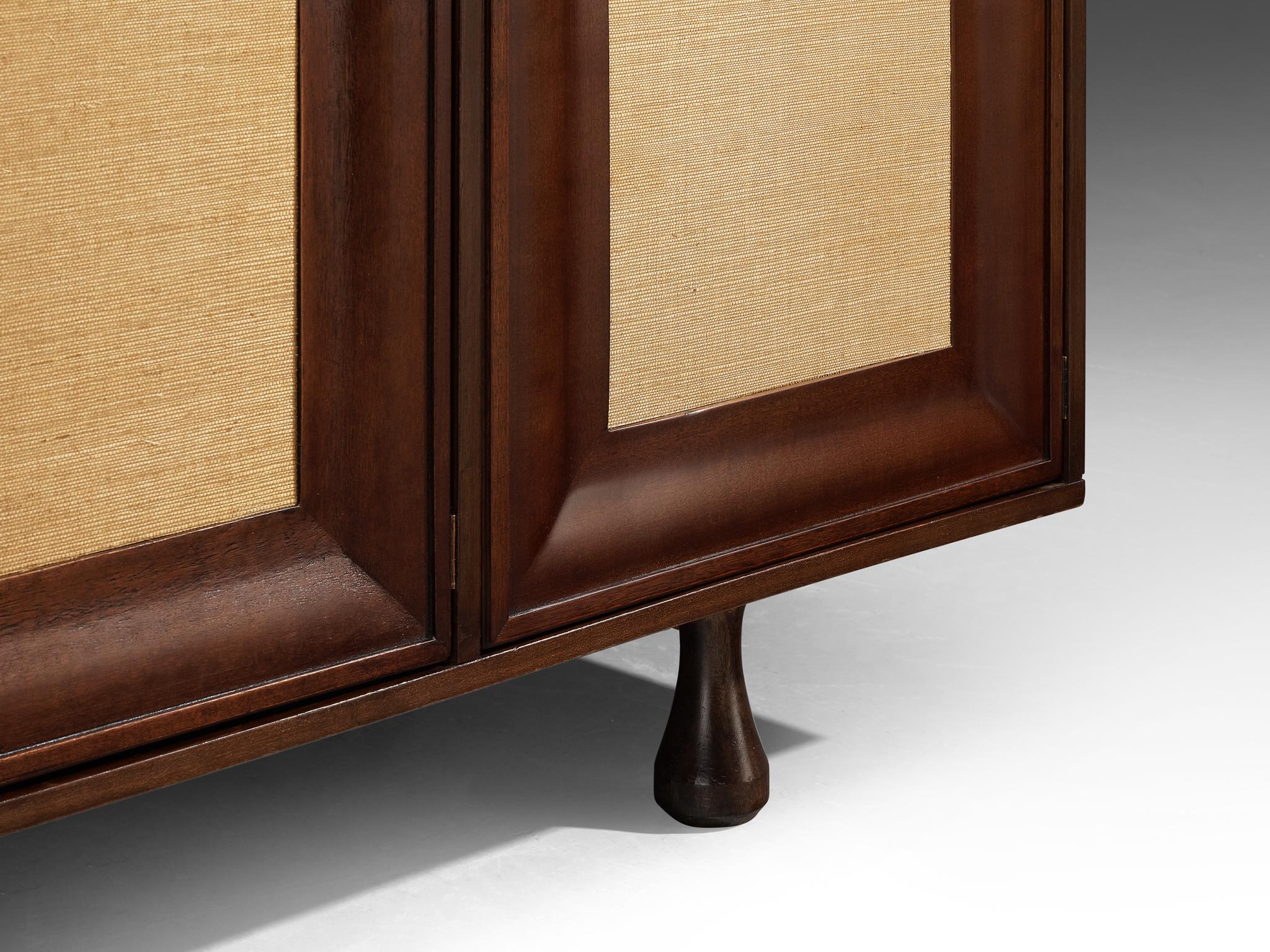 Angelo Mangiarotti für Sorgente dei Mobili Sideboard aus Mahagoni-Grascloth im Angebot 4
