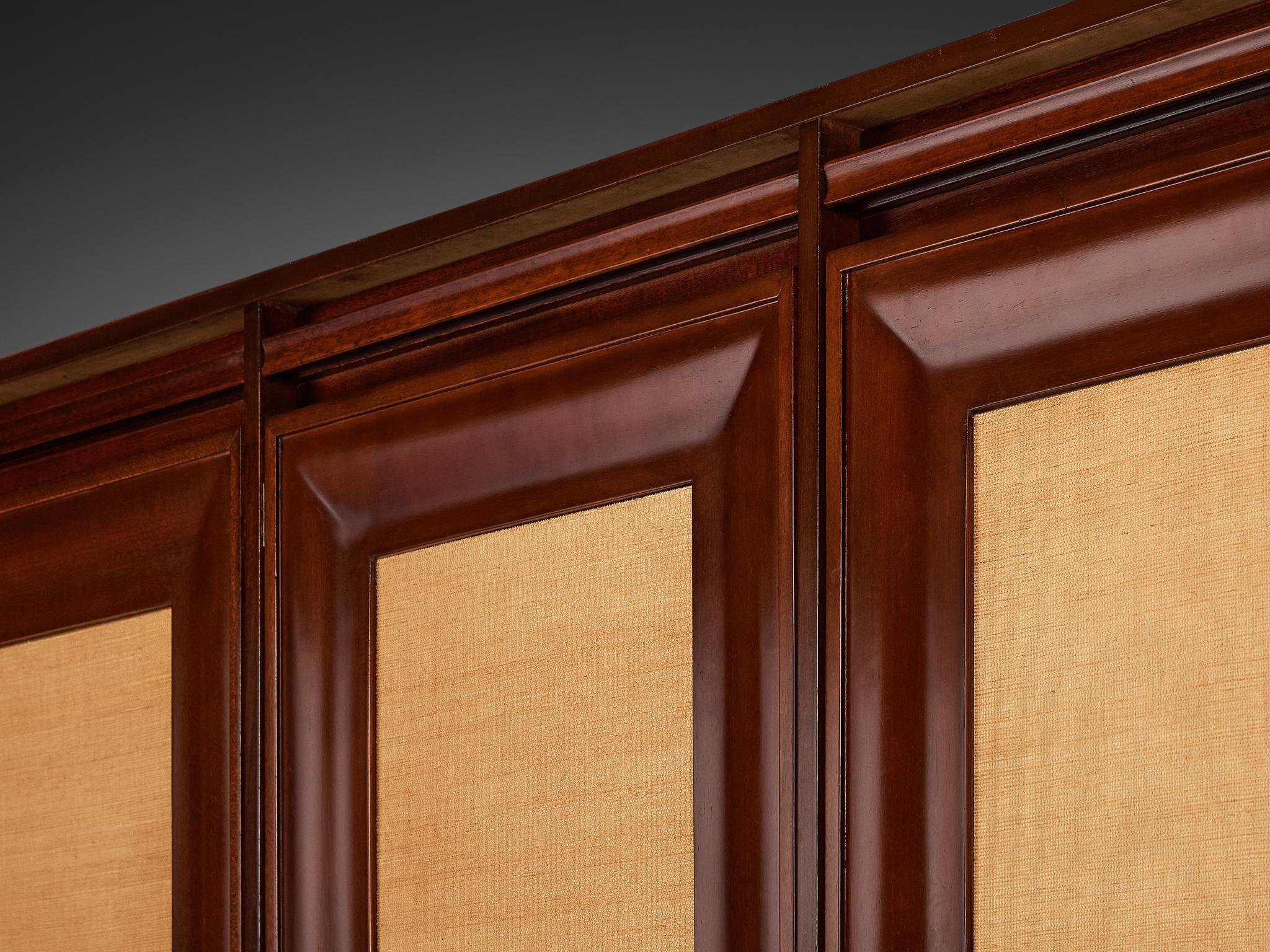 Italian Angelo Mangiarotti for Sorgente dei Mobili Sideboard in Mahogany Grasscloth