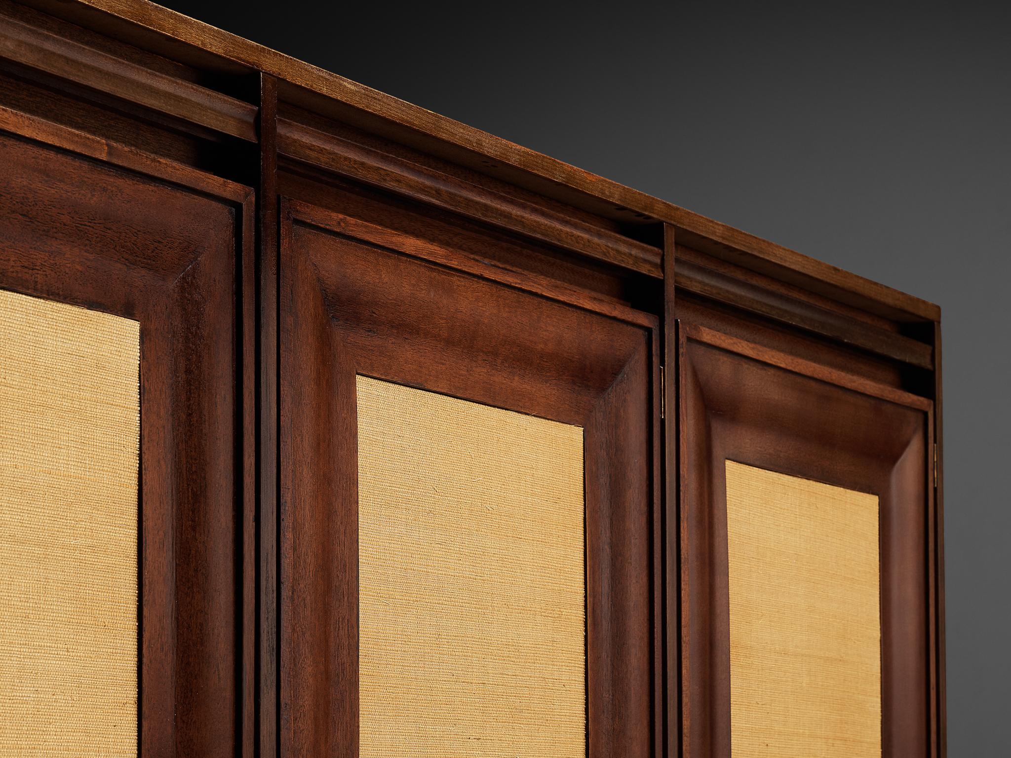 Angelo Mangiarotti für Sorgente dei Mobili Sideboard aus Mahagoni-Grascloth (Italienisch) im Angebot