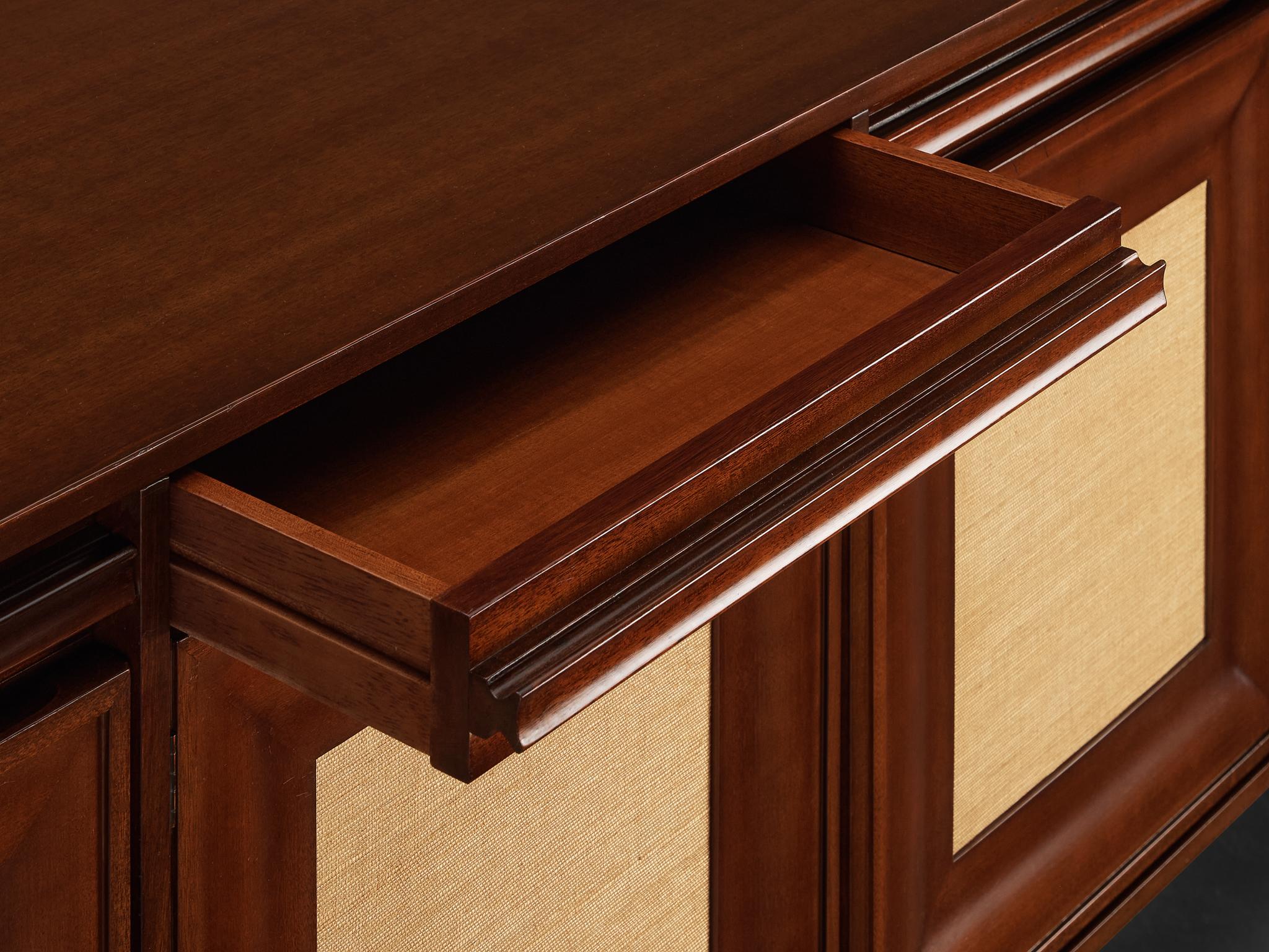 Angelo Mangiarotti for Sorgente dei Mobili Sideboard in Mahogany Grasscloth 2