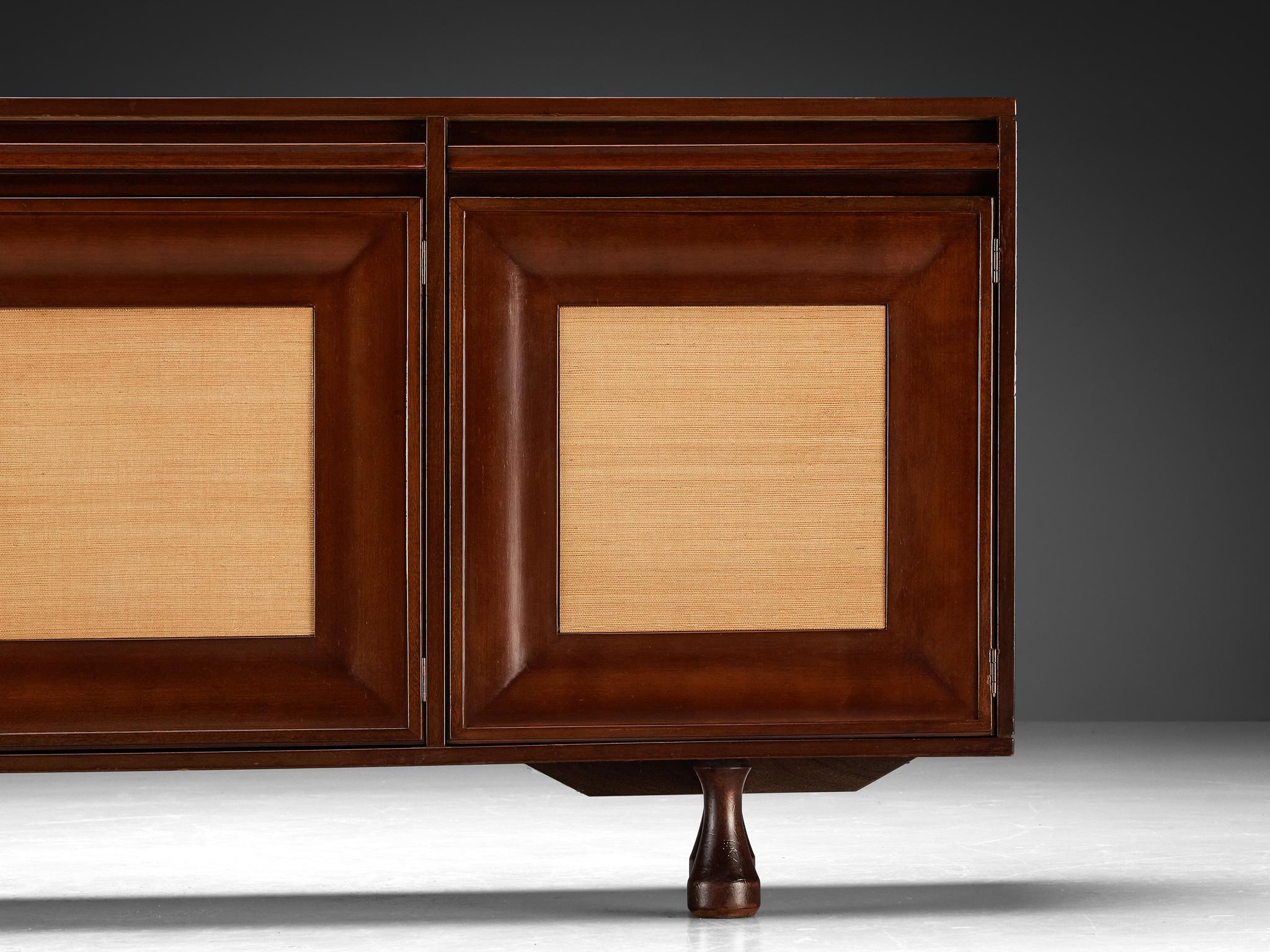 Angelo Mangiarotti for Sorgente dei Mobili Sideboard in Mahogany Grasscloth 3