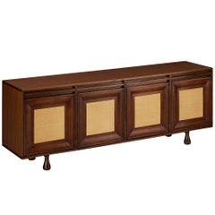 Angelo Mangiarotti per Sorgente dei Mobili Credenza in mogano con rivestimento in erba