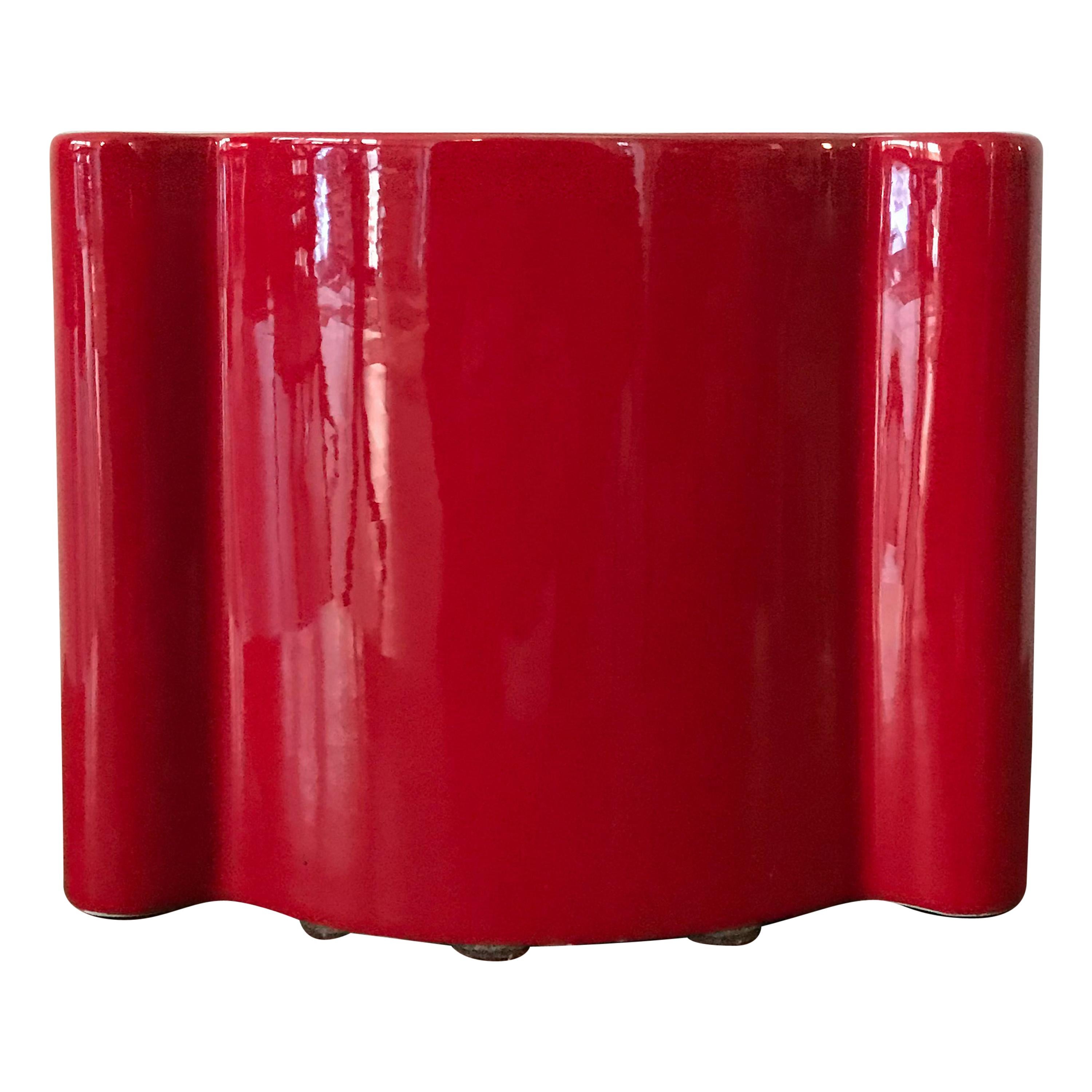 Angelo Mangiarotti for Superego Red Italian Ceramic Vase