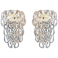 Vintage Angelo Mangiarotti for Vistosi GlassLink Sconces, circa 1970
