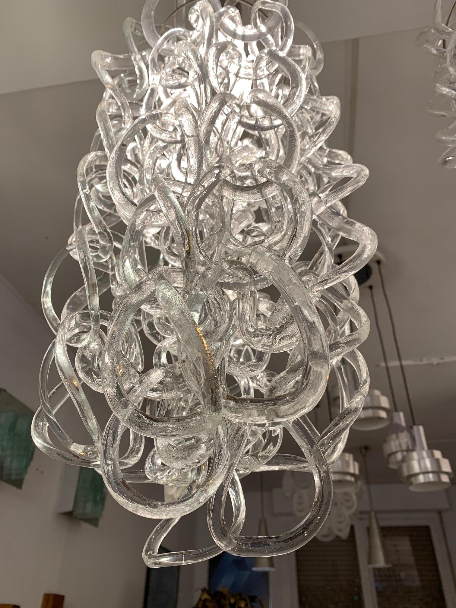 Angelo Mangiarotti Vistosi Giogali Pendant Chandeliers Lamp Ceiling Light Glass  In Good Condition For Sale In Geneva, CH