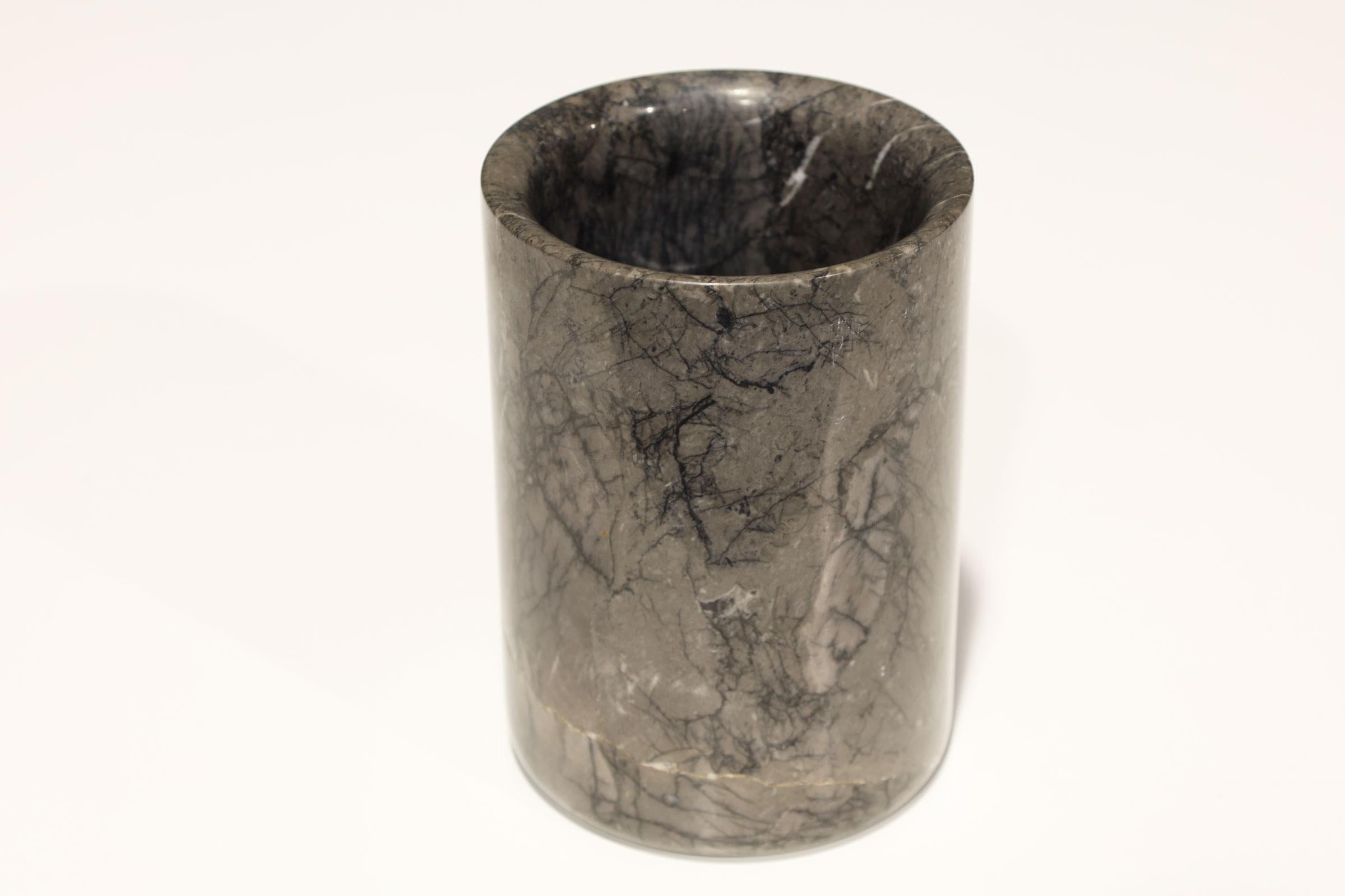 20th Century Angelo Mangiarotti Gray Marble Vase For Sale
