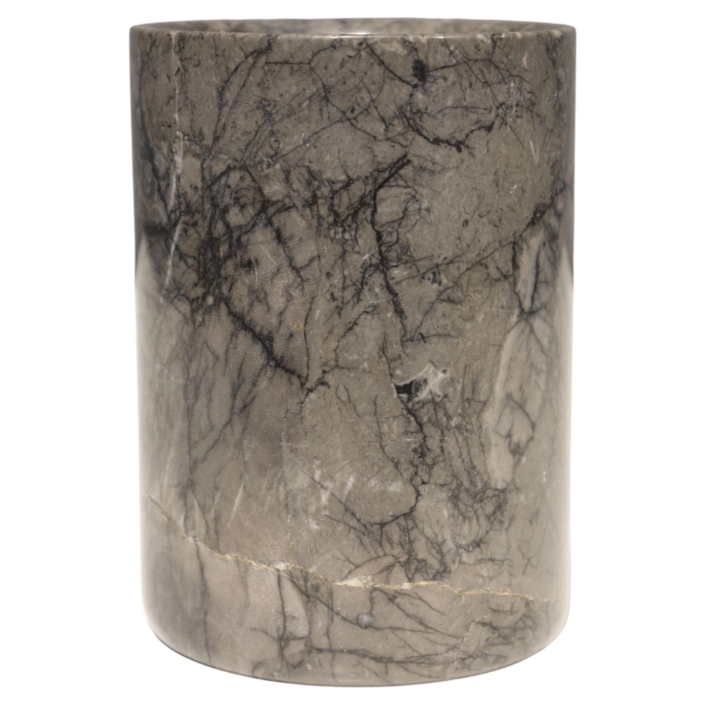 Vaso in marmo grigio di Angelo Mangiarotti, stile Mid-Century Modern, Italia, anni ’60