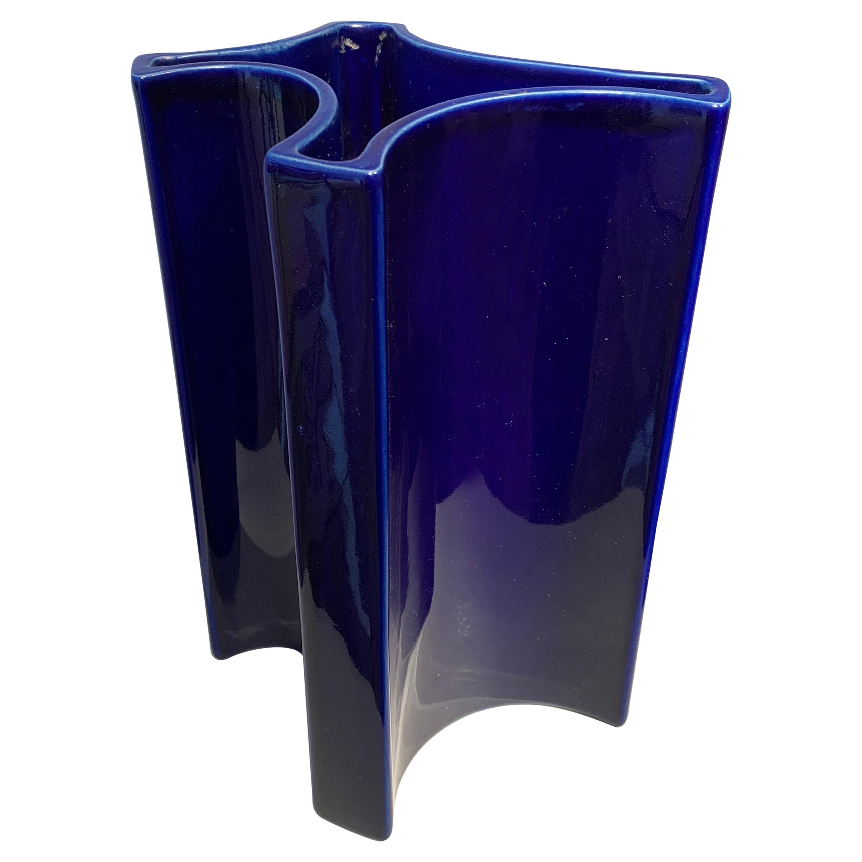 Angelo Mangiarotti Indigo Ceramic Vase, 1960