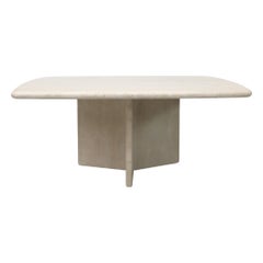 Angelo Mangiarotti Inspired Cream Toned Travertine Coffee Table