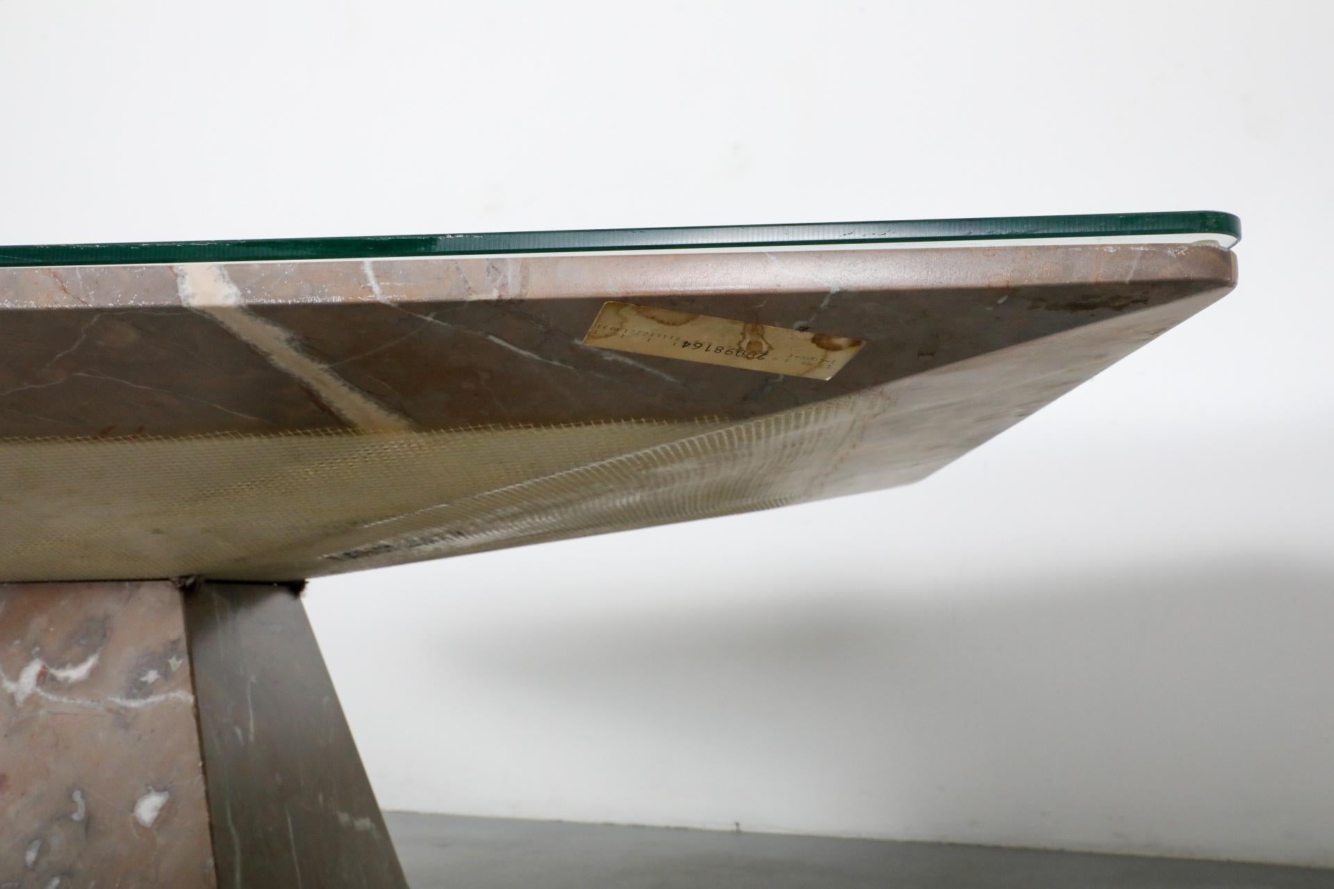 Angelo Mangiarotti Inspired Marble Coffee Table with Pyramid Base and Glass Top 13