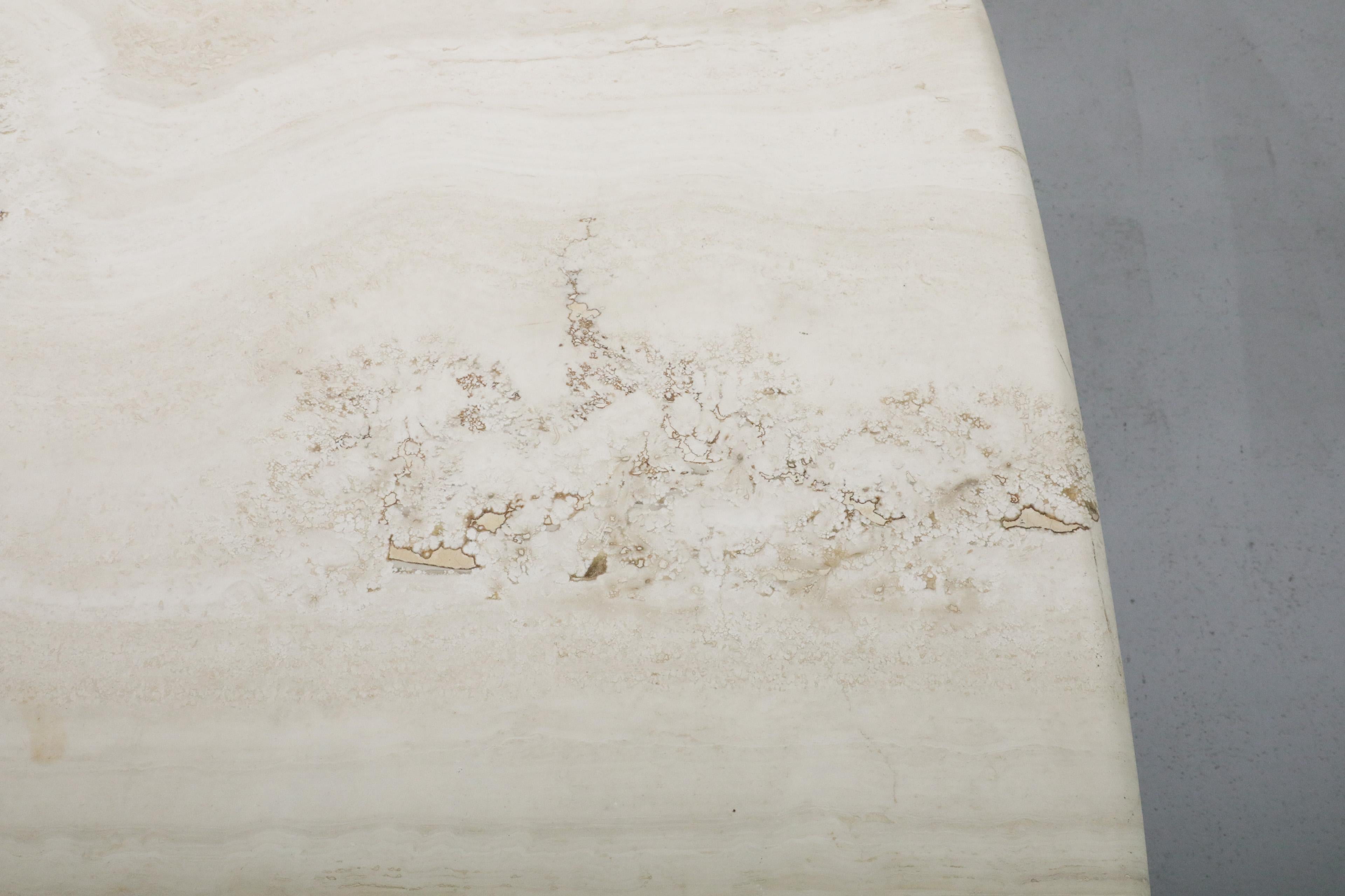 Angelo Mangiarotti Inspired Cream Toned Travertine Coffee Table 4