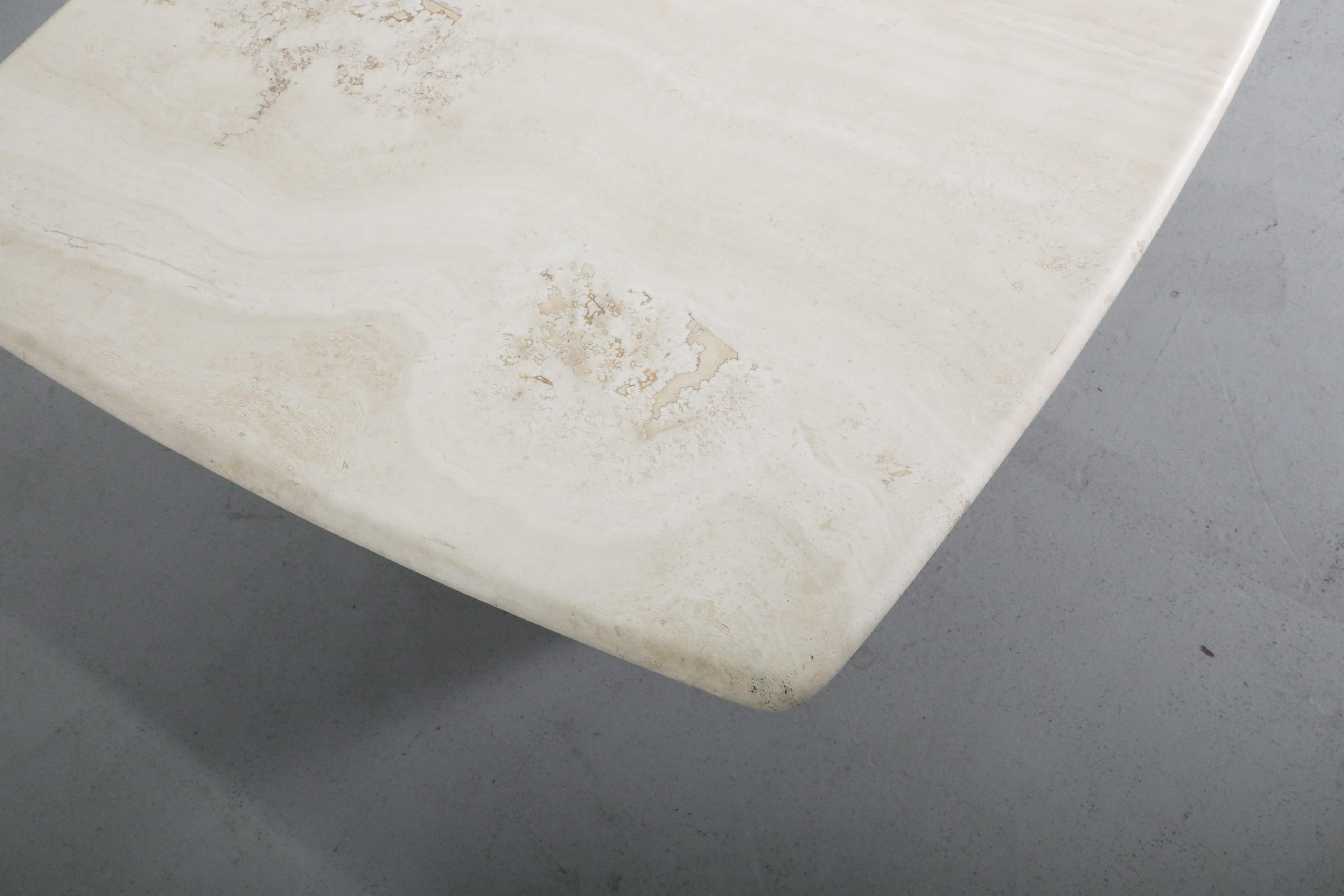 Angelo Mangiarotti Inspired Cream Toned Travertine Coffee Table 5