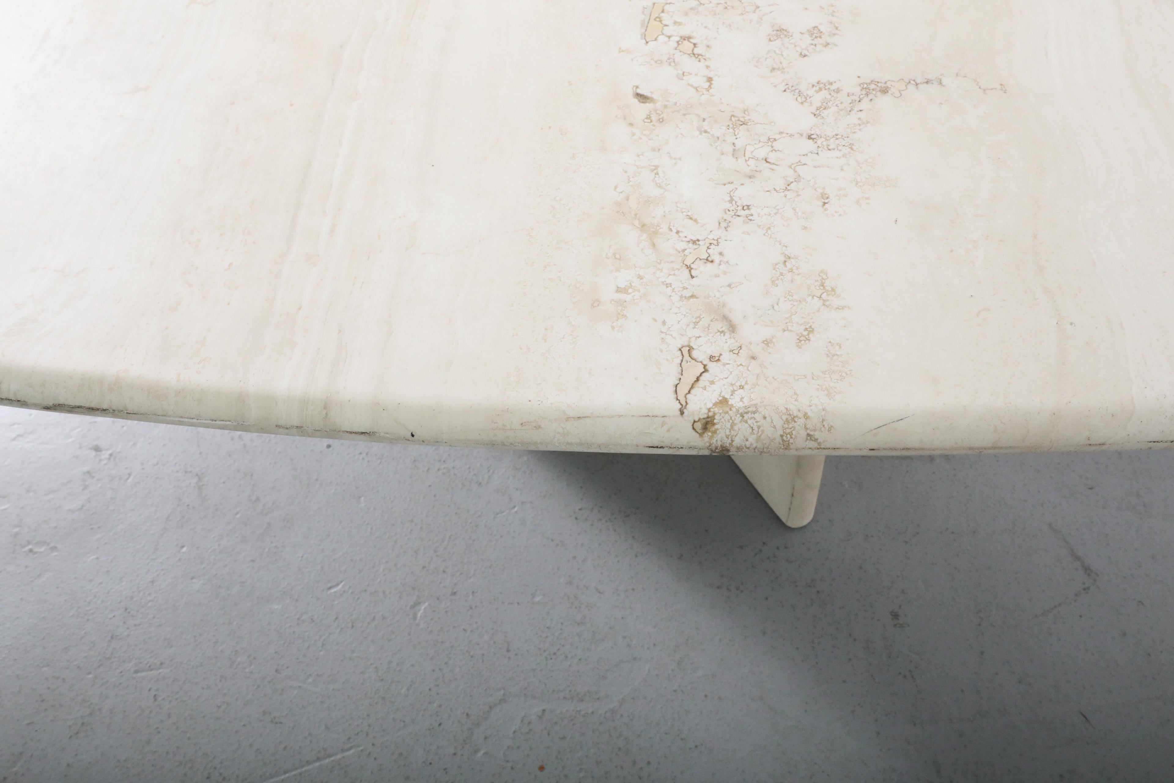 Angelo Mangiarotti Inspired Cream Toned Travertine Coffee Table 6