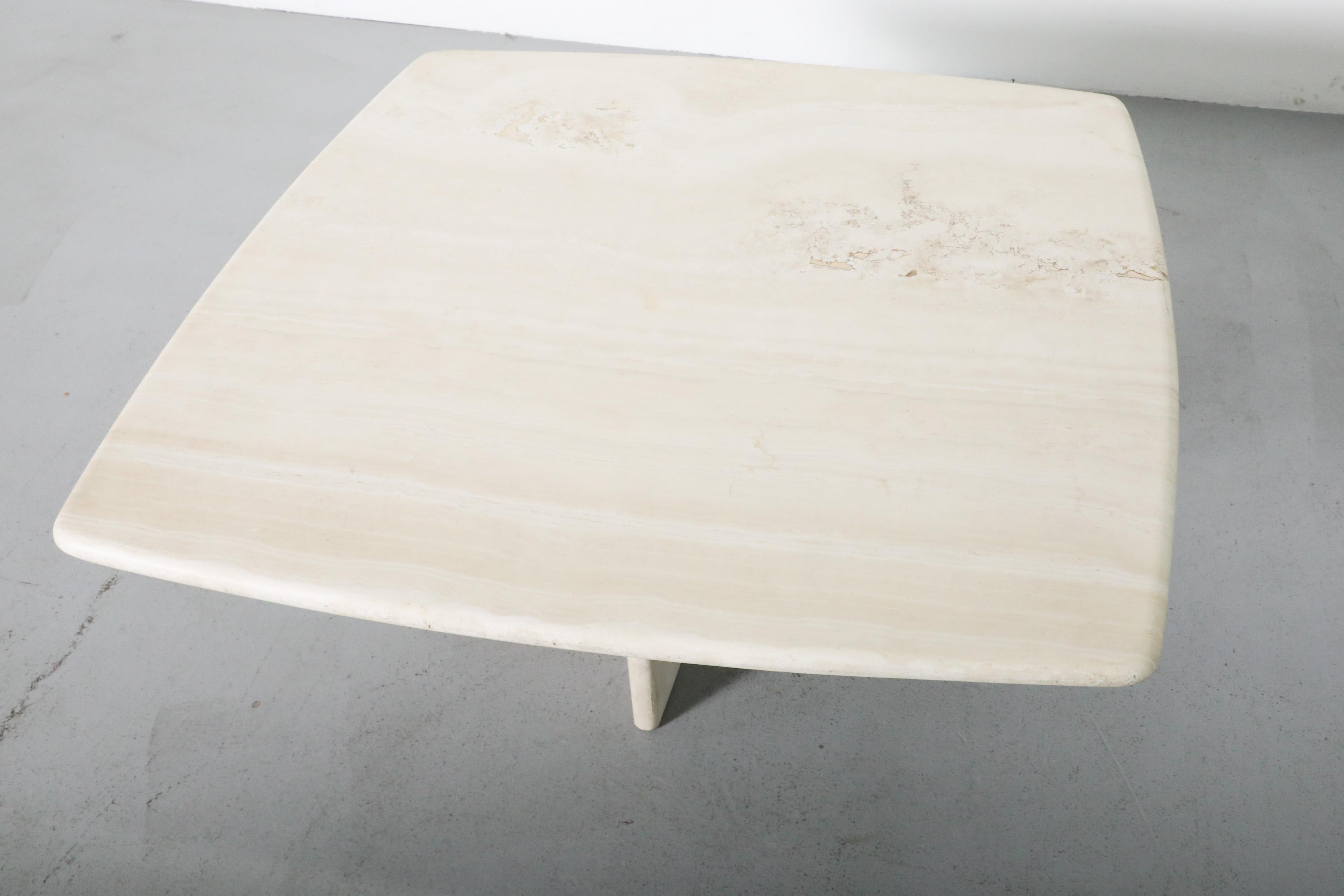 Italian Angelo Mangiarotti Inspired Cream Toned Travertine Coffee Table