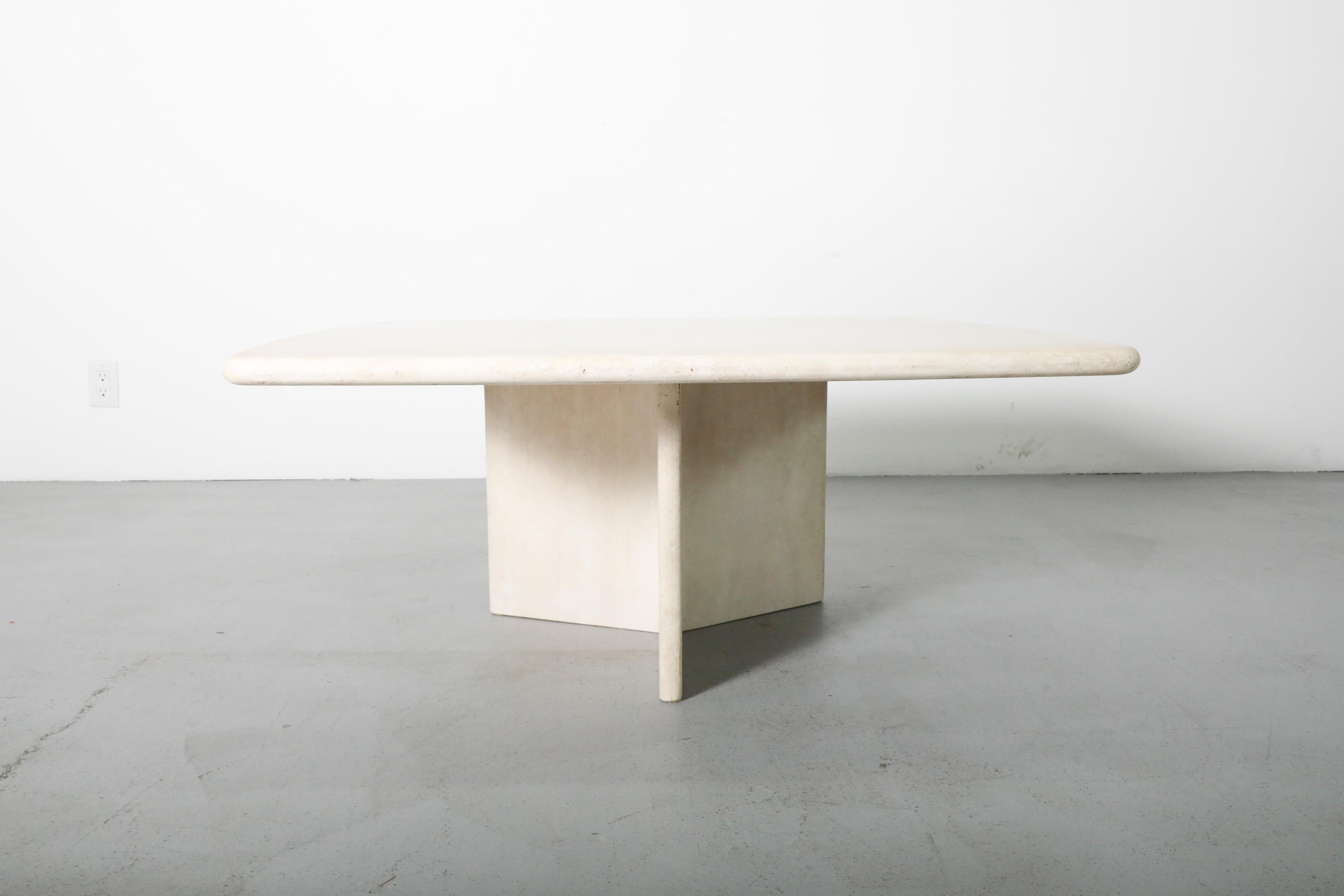 Late 20th Century Angelo Mangiarotti Inspired Cream Toned Travertine Coffee Table