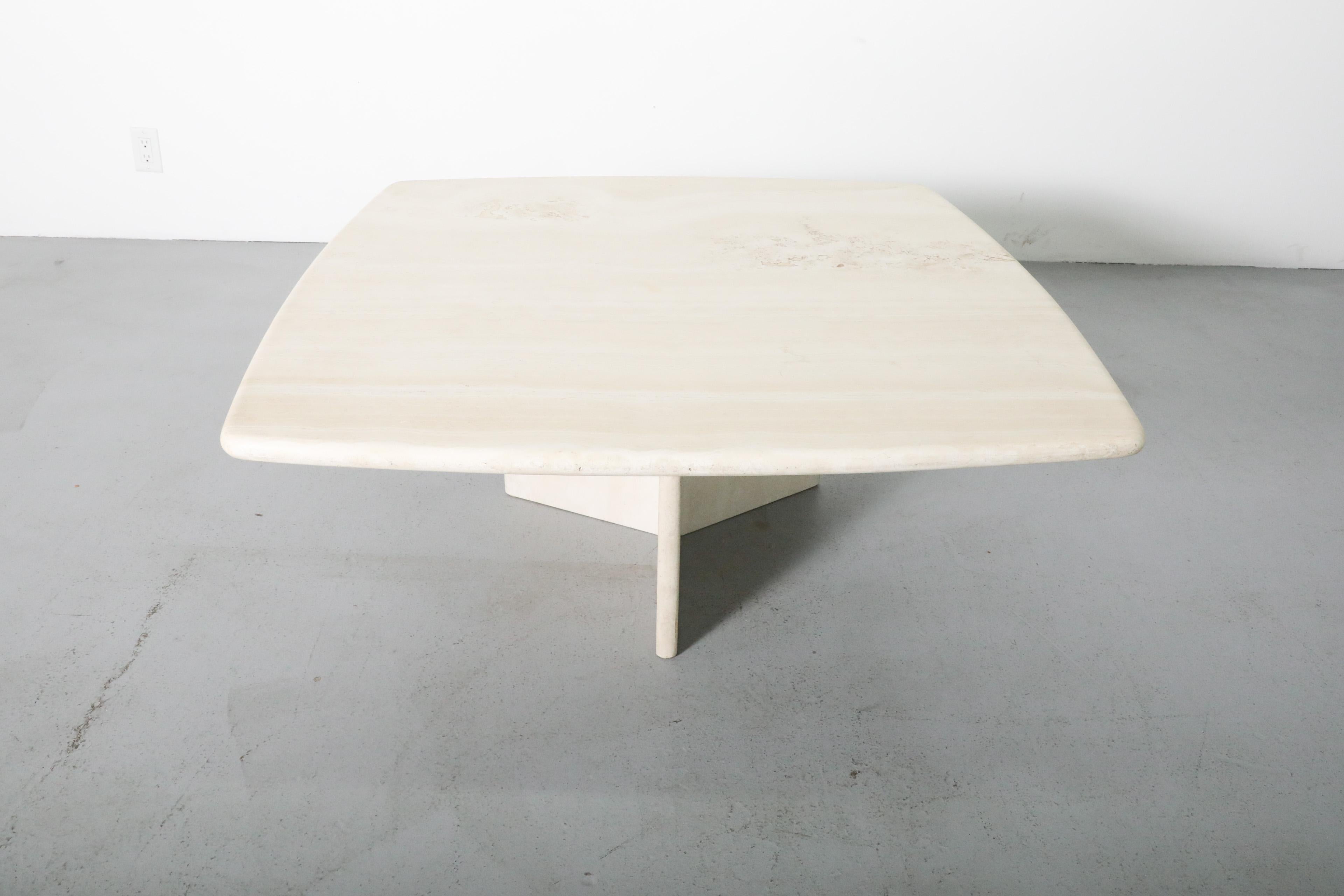 Angelo Mangiarotti Inspired Cream Toned Travertine Coffee Table 1