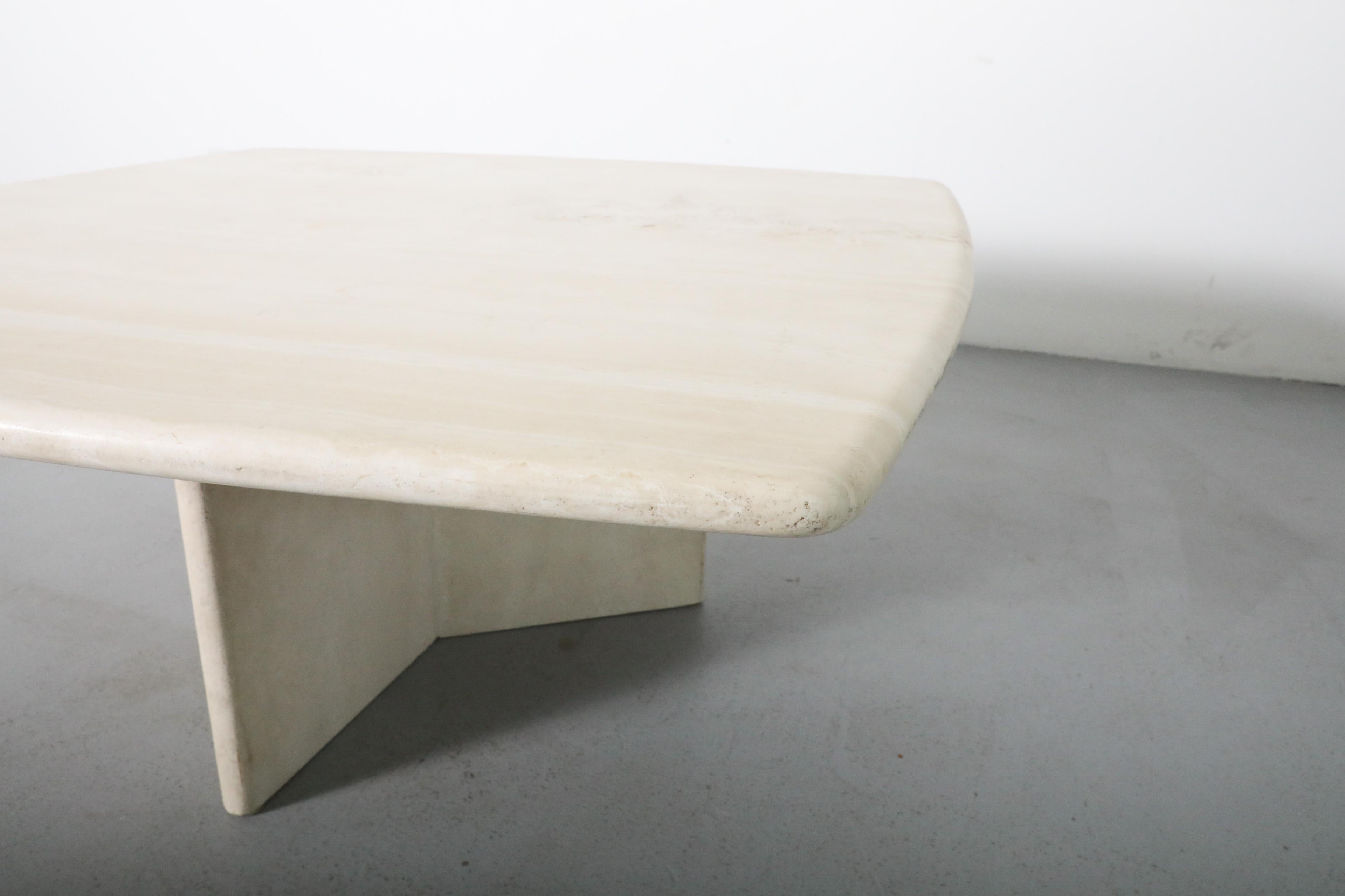 Angelo Mangiarotti Inspired Cream Toned Travertine Coffee Table 2