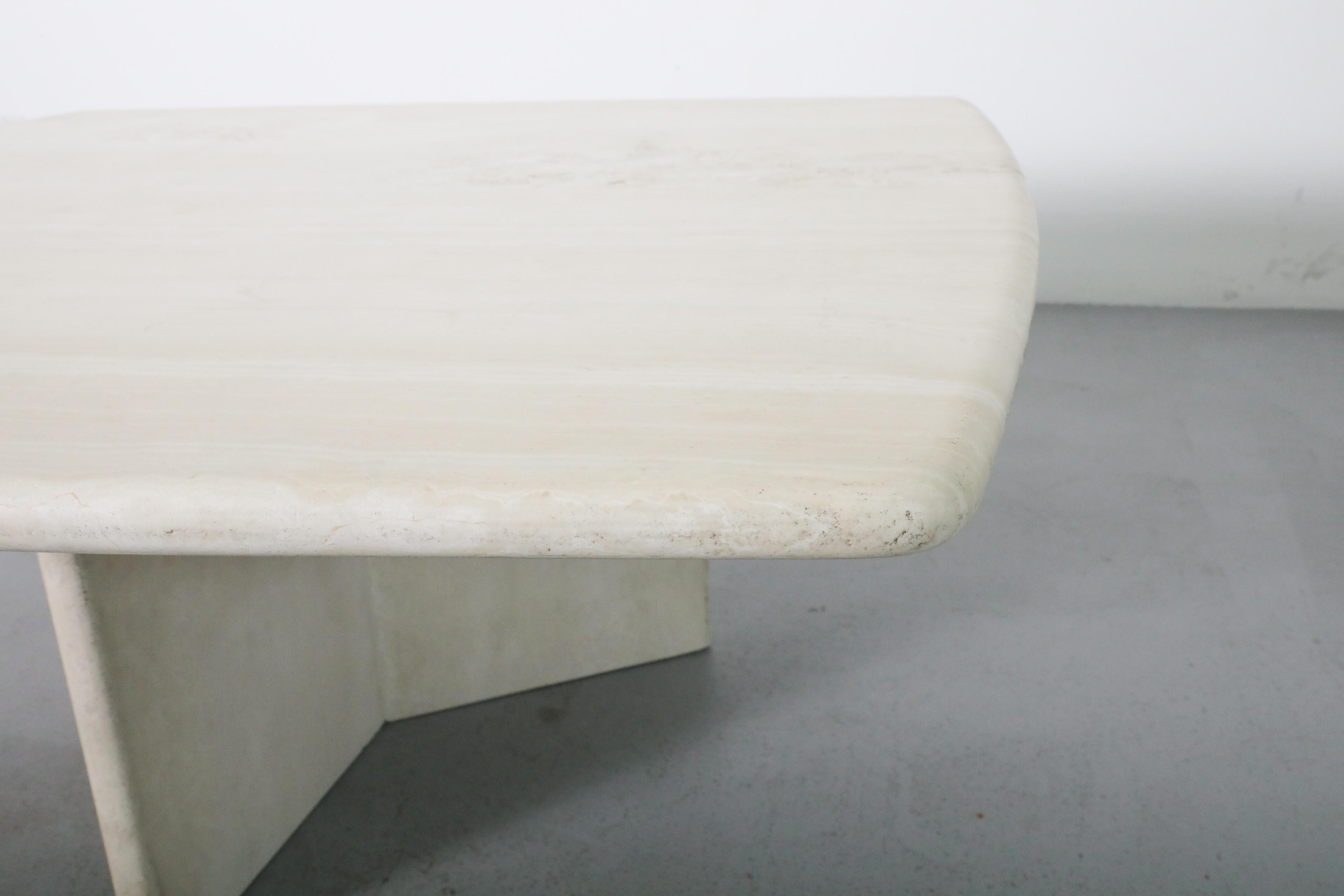 Angelo Mangiarotti Inspired Cream Toned Travertine Coffee Table 3