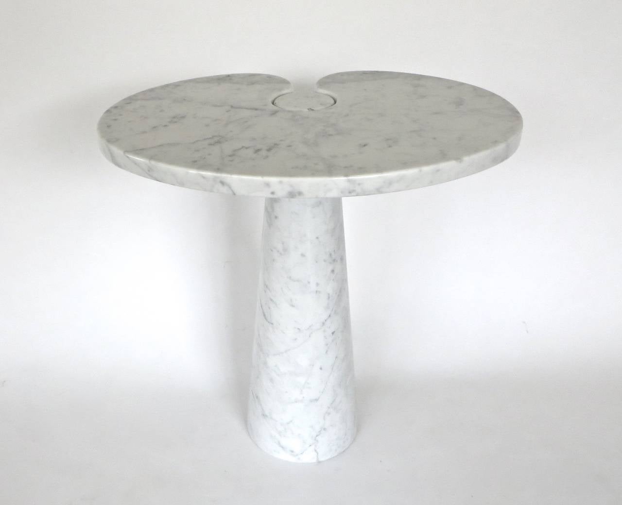 Mid-Century Modern Angelo Mangiarotti Italian Carrara Marble High Side Table Eros Series