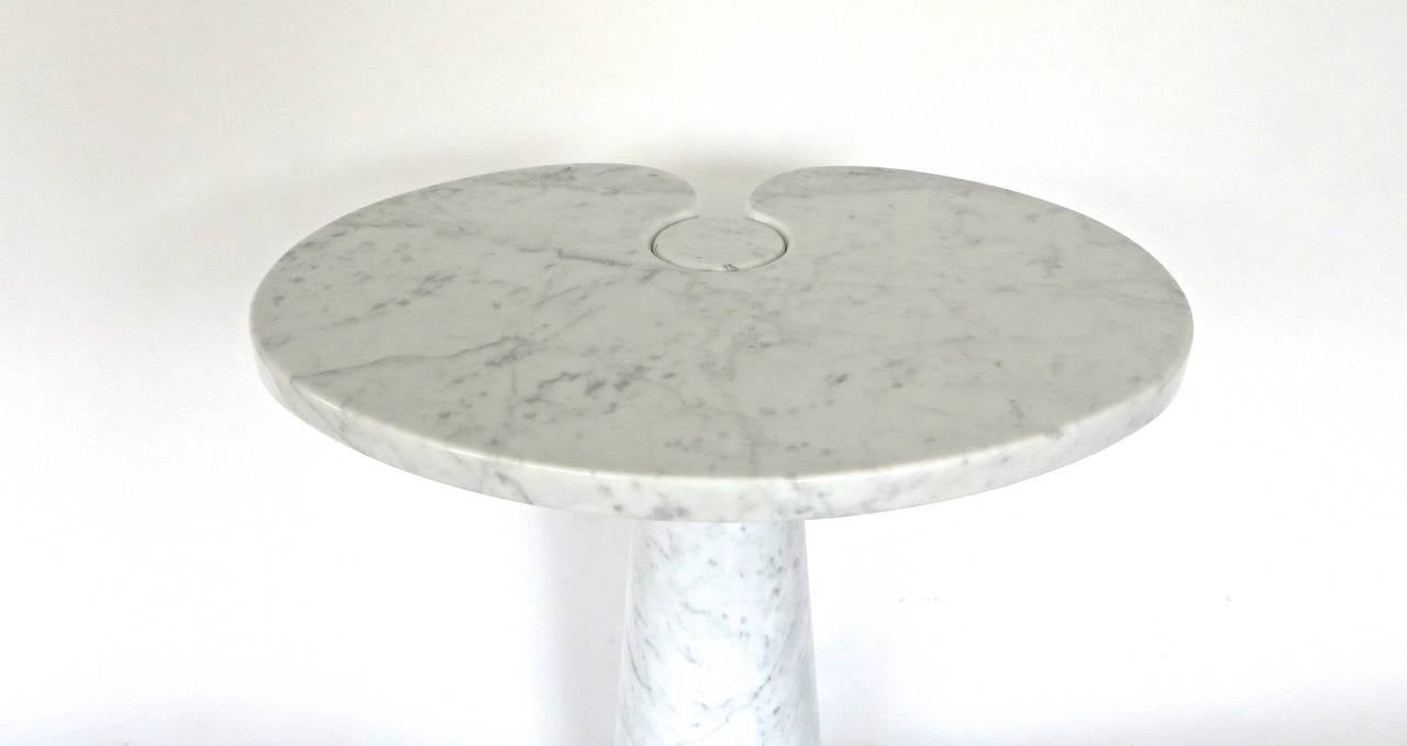 Angelo Mangiarotti Italian Carrara Marble High Side Table Eros Series In Good Condition In Chicago, IL