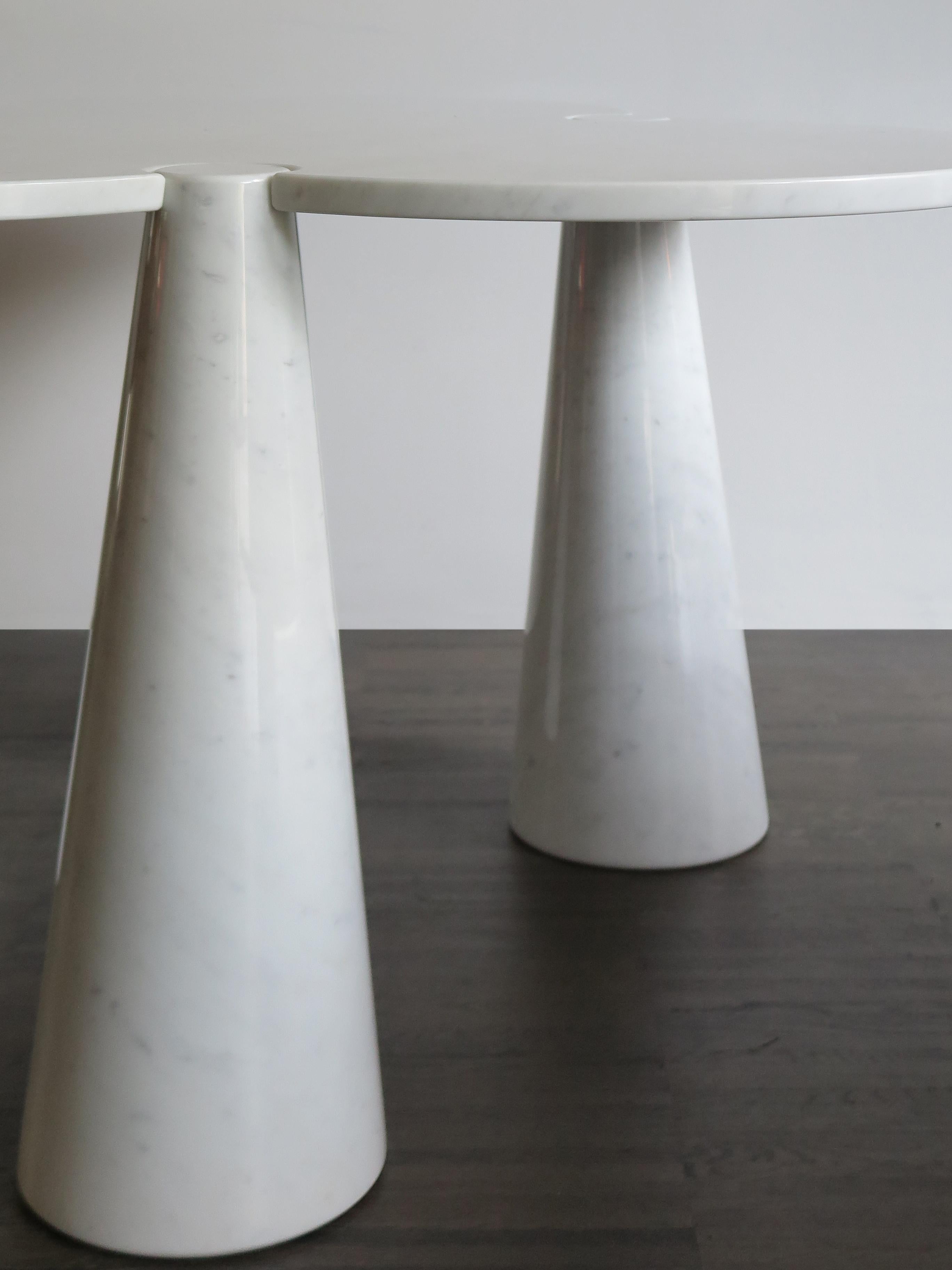 Mid-Century Modern Angelo Mangiarotti Italian Carrara Marble Table Serie Eros for Skipper, 1970s