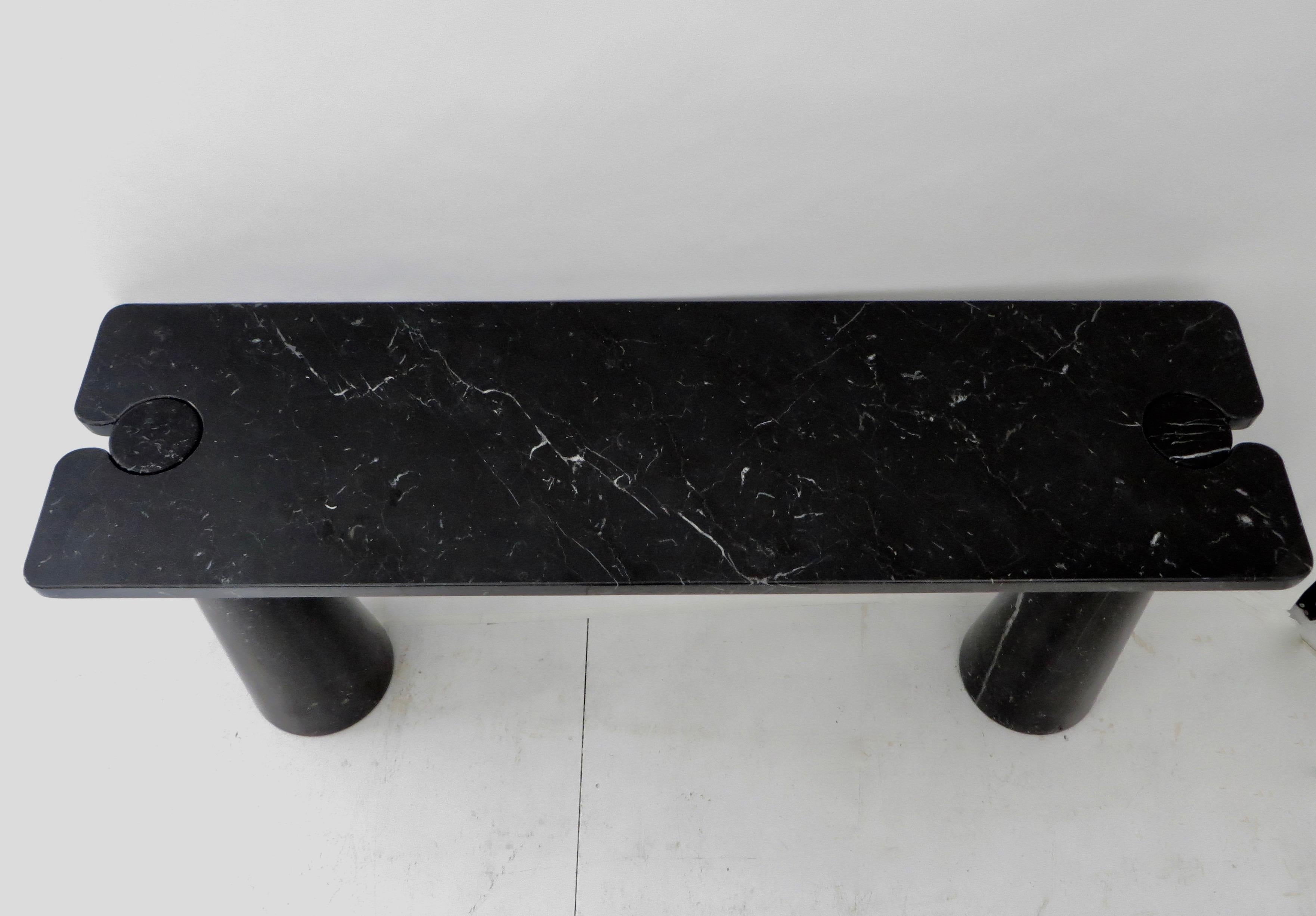 Angelo Mangiarotti Italian Console Eros Skipper Series Black Marquina Marble 5