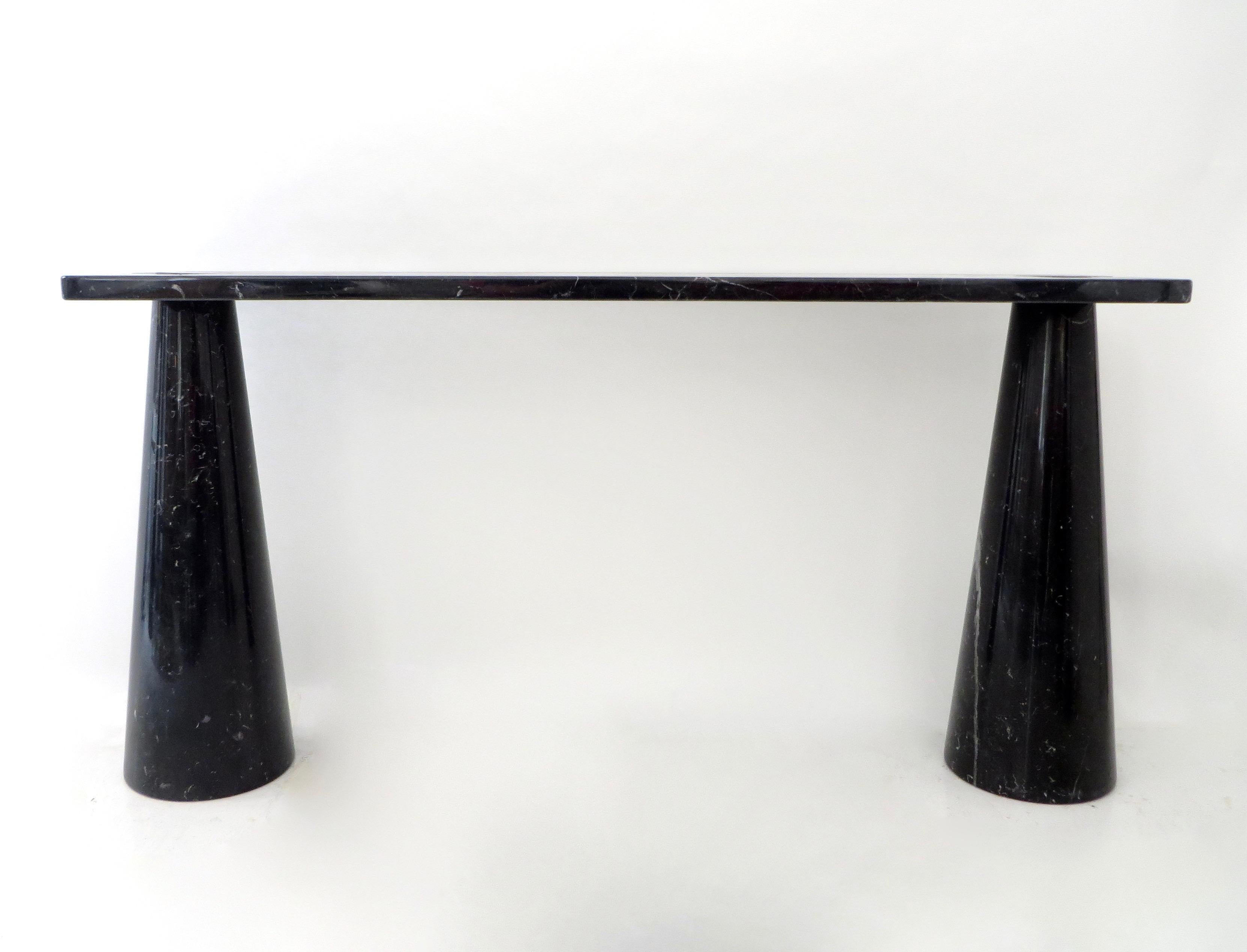 Mid-Century Modern Angelo Mangiarotti Italian Console Eros Skipper Series Black Marquina Marble