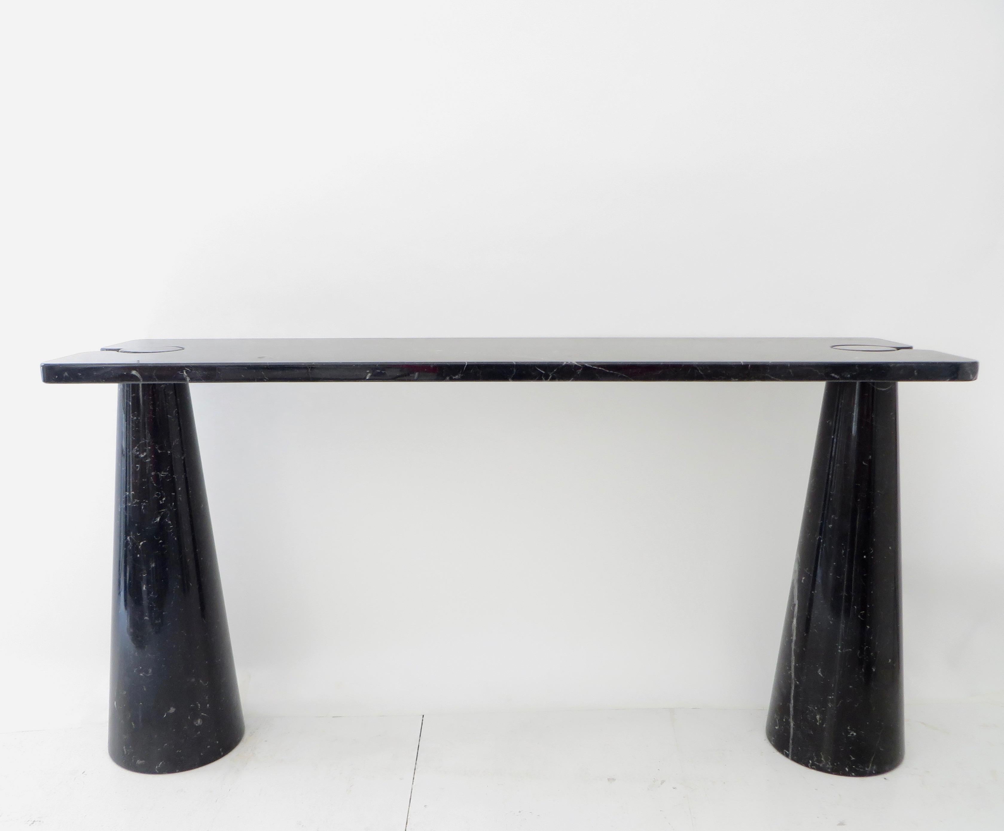 Angelo Mangiarotti Italian Console Eros Skipper Series Black Marquina Marble In Excellent Condition In Chicago, IL