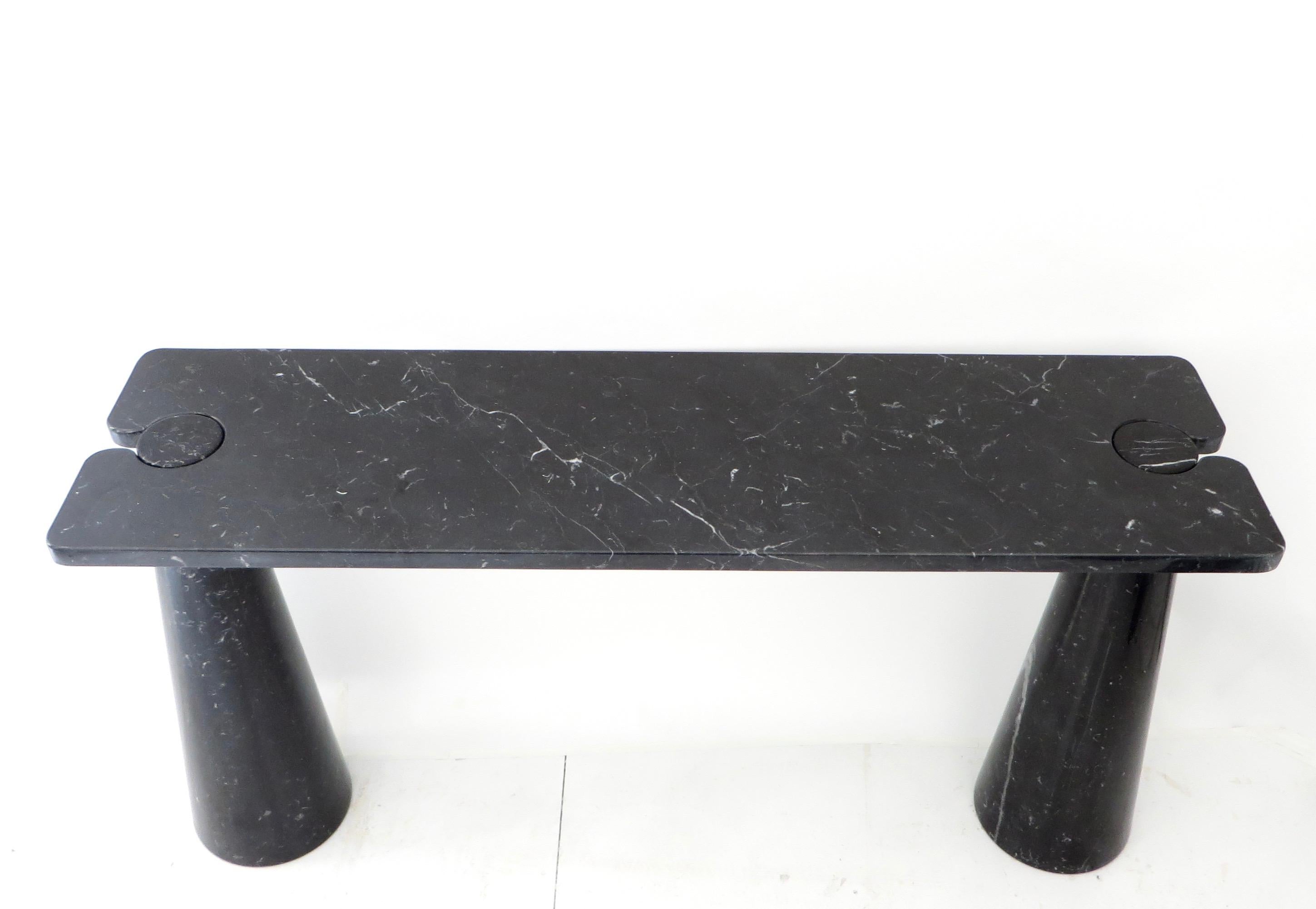 Late 20th Century Angelo Mangiarotti Italian Console Eros Skipper Series Black Marquina Marble