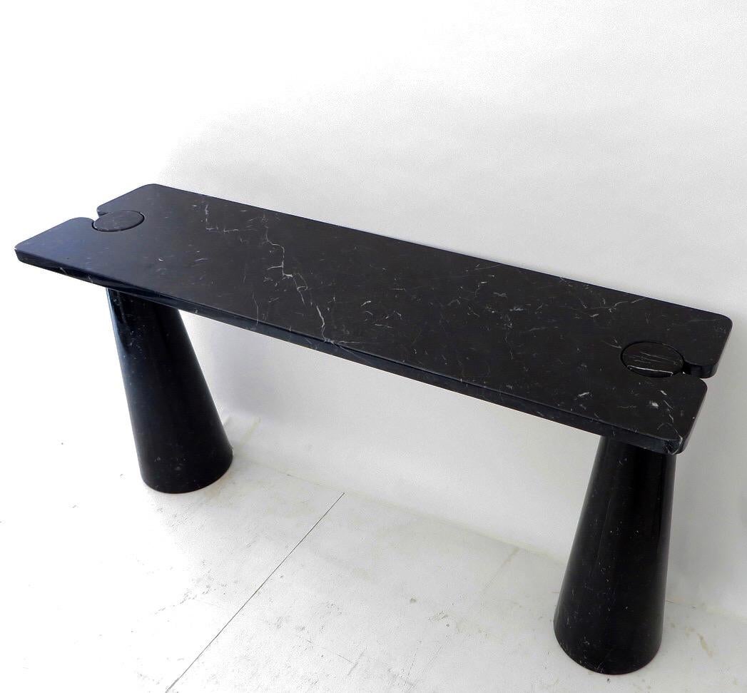 Angelo Mangiarotti Italian Console Eros Skipper Series Black Marquina Marble 1
