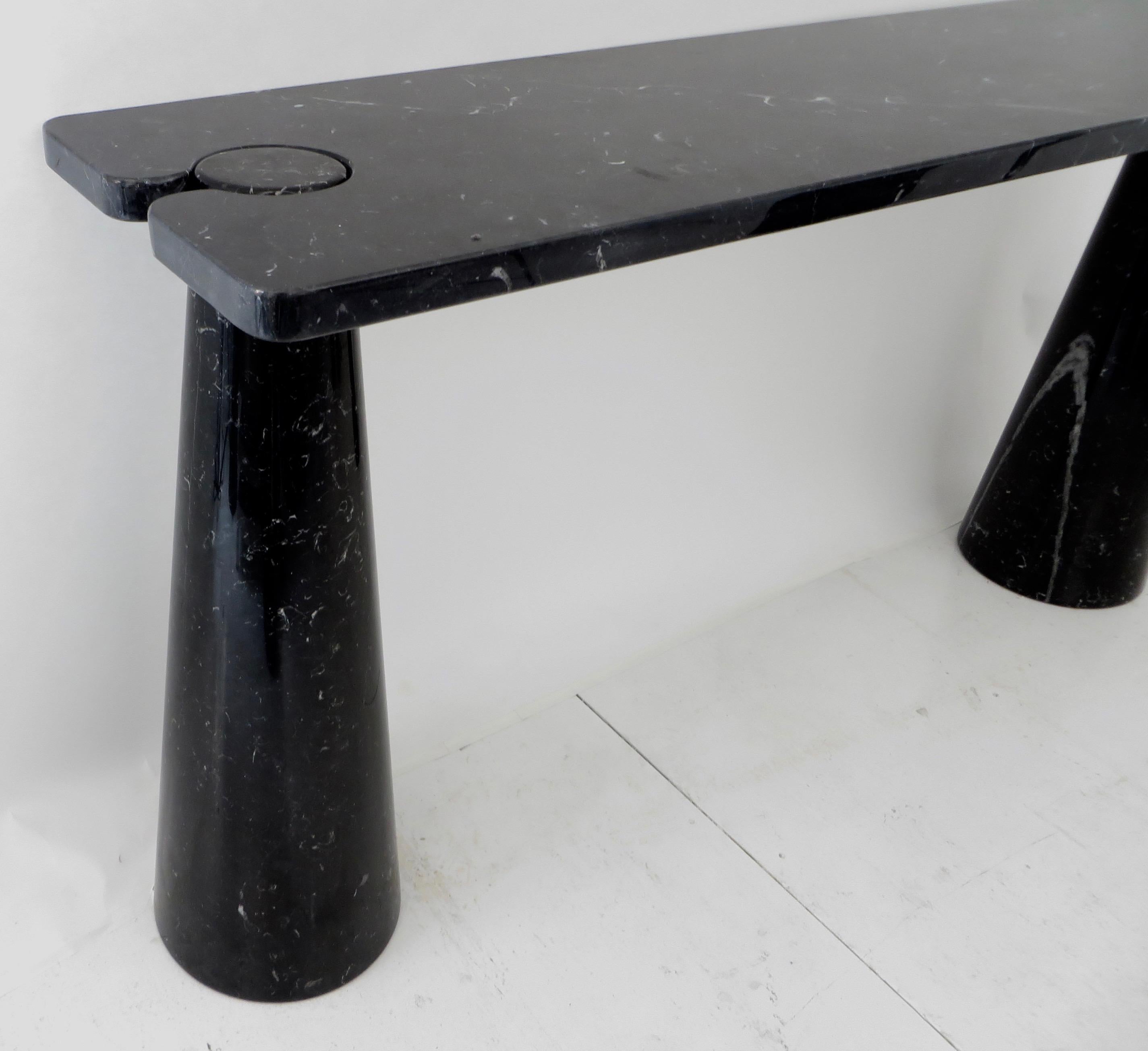 Angelo Mangiarotti Italian Console Eros Skipper Series Black Marquina Marble 2