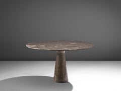 Angelo Mangiarotti Italian Dark Grey Marble Dining Table