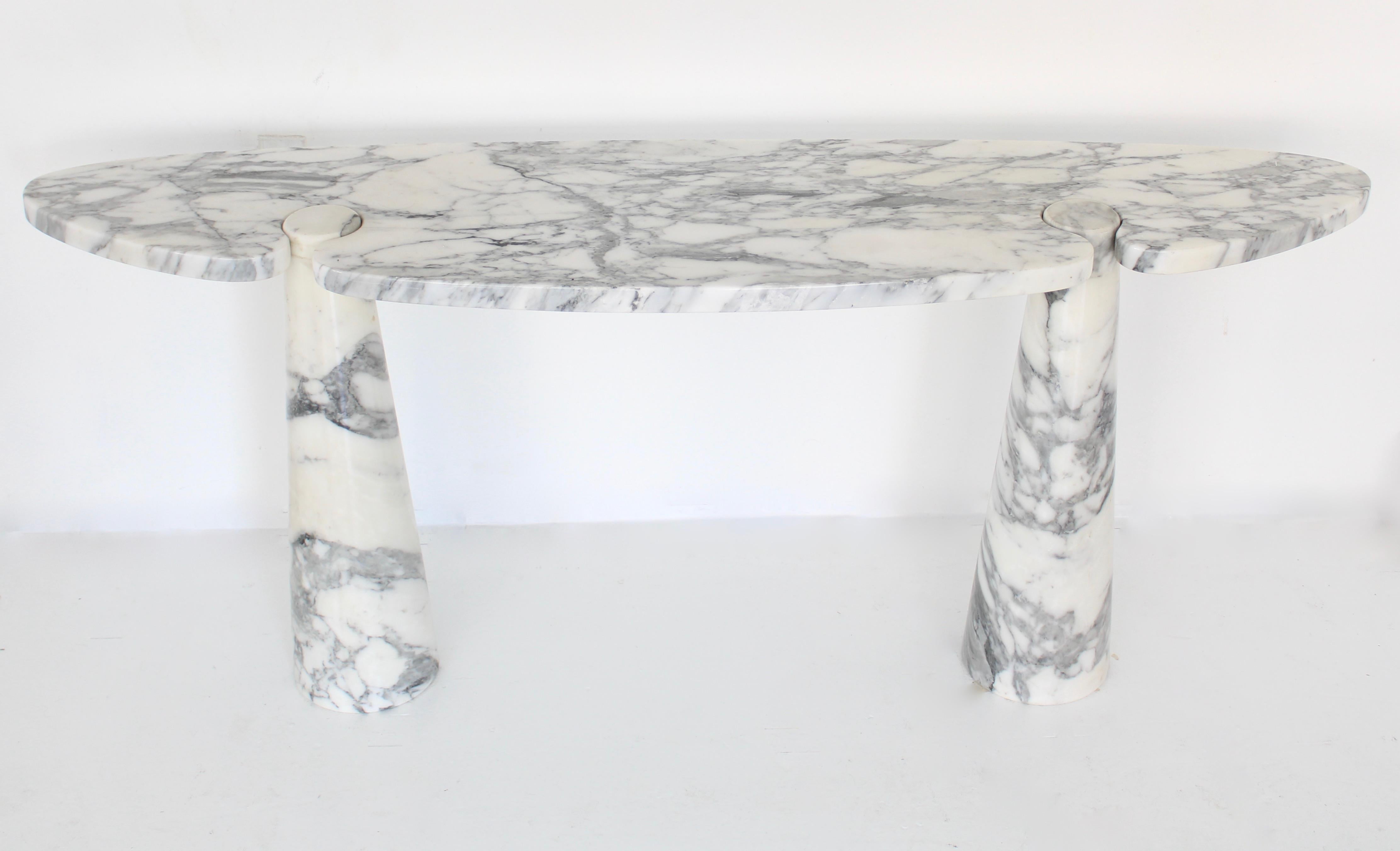 Late 20th Century Angelo Mangiarotti Italian Eros Console Bianco Statuario Marble for Skipper 1971