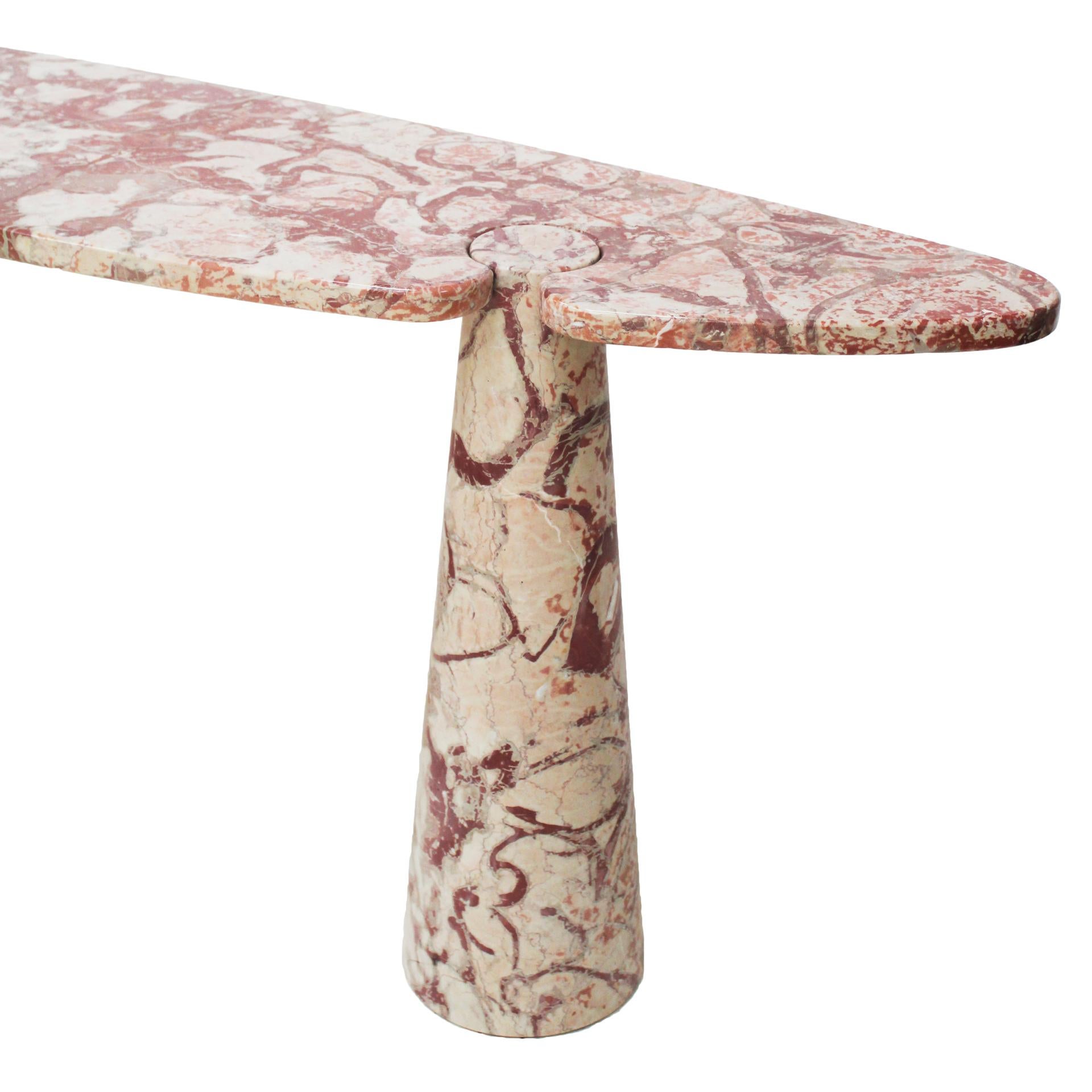 Mid-Century Modern Angelo Mangiarotti Italian Eros Console Coral Red Marble for Skipper 1971