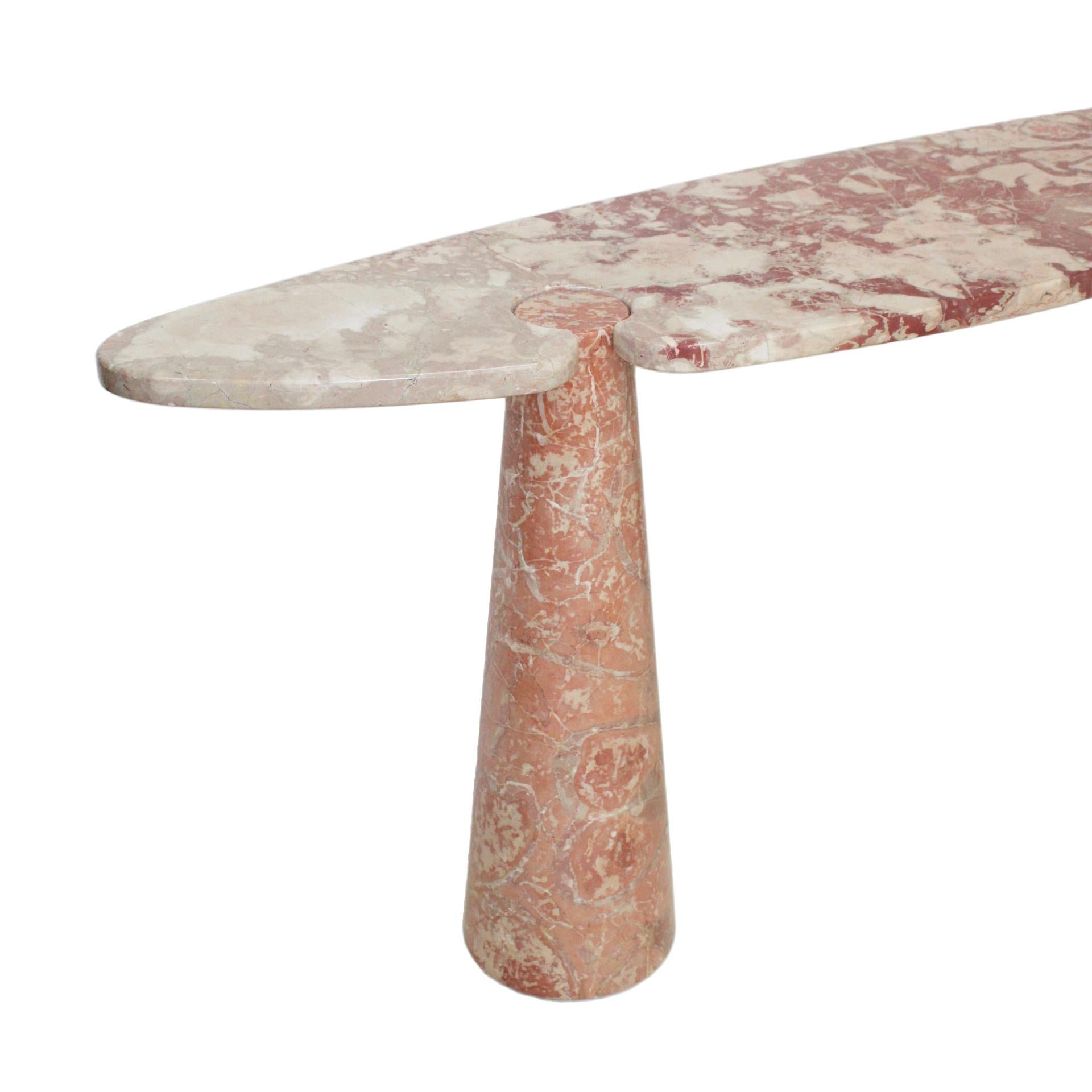 Mid-Century Modern Angelo Mangiarotti Italian Eros Console Coral Red Marble for Skipper 1971
