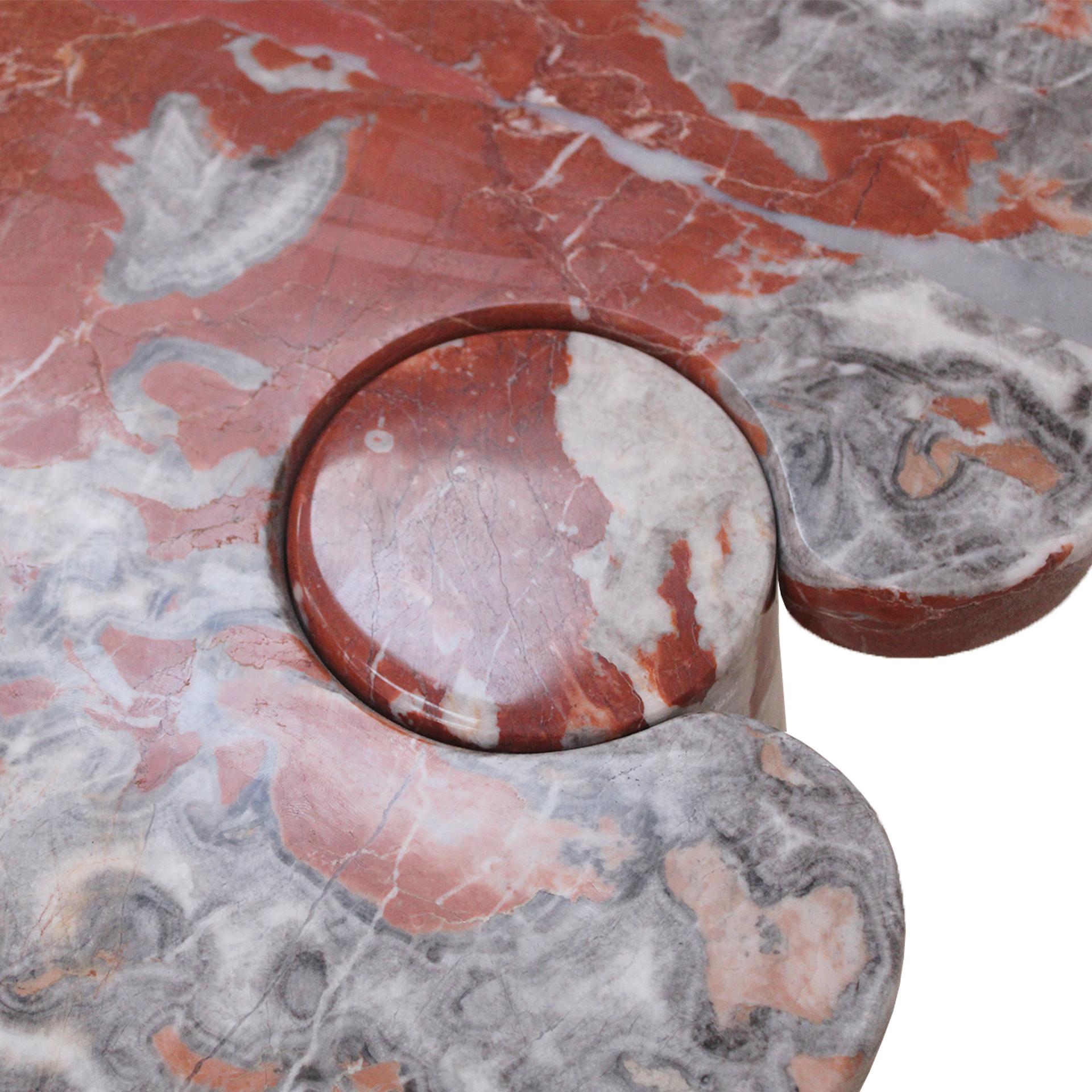 Midcentury Angelo Mangiarotti Italian Eros Console Coral Red Marble for Skipper For Sale 1