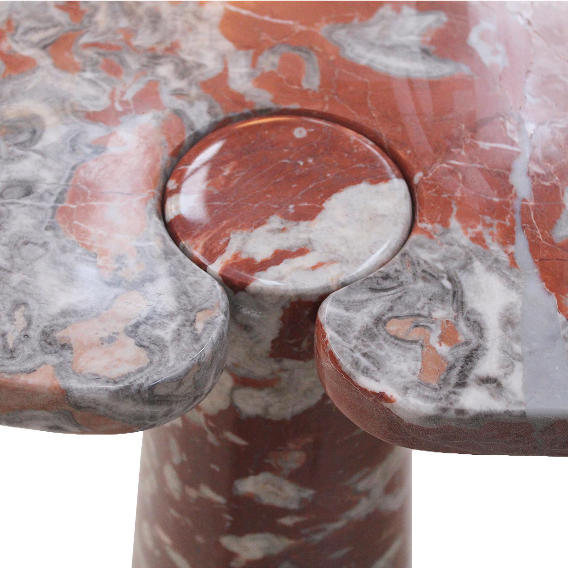 Midcentury Angelo Mangiarotti Italian Eros Console Coral Red Marble for Skipper For Sale 3